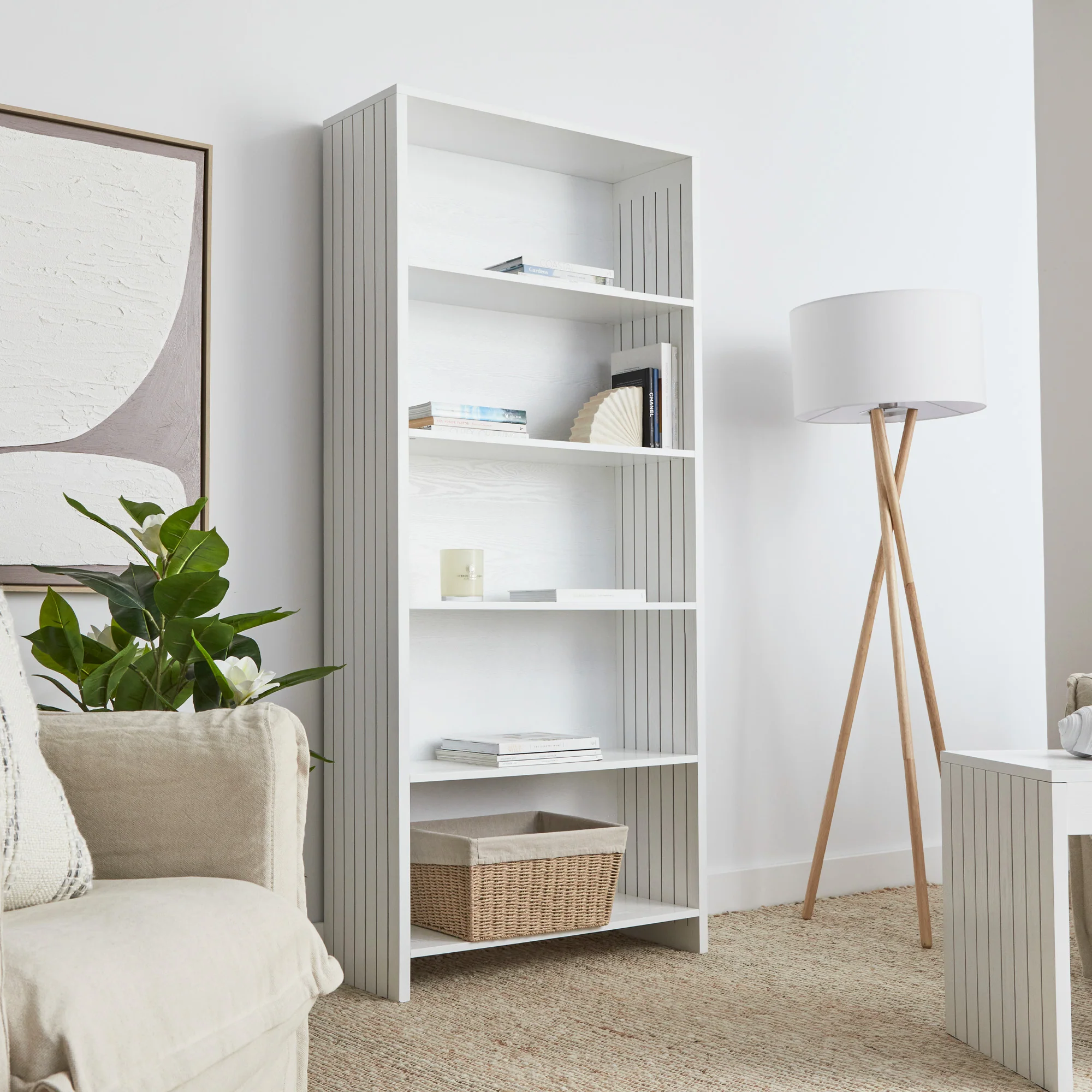 Harper 5 Tier Bookshelf White - Image 6