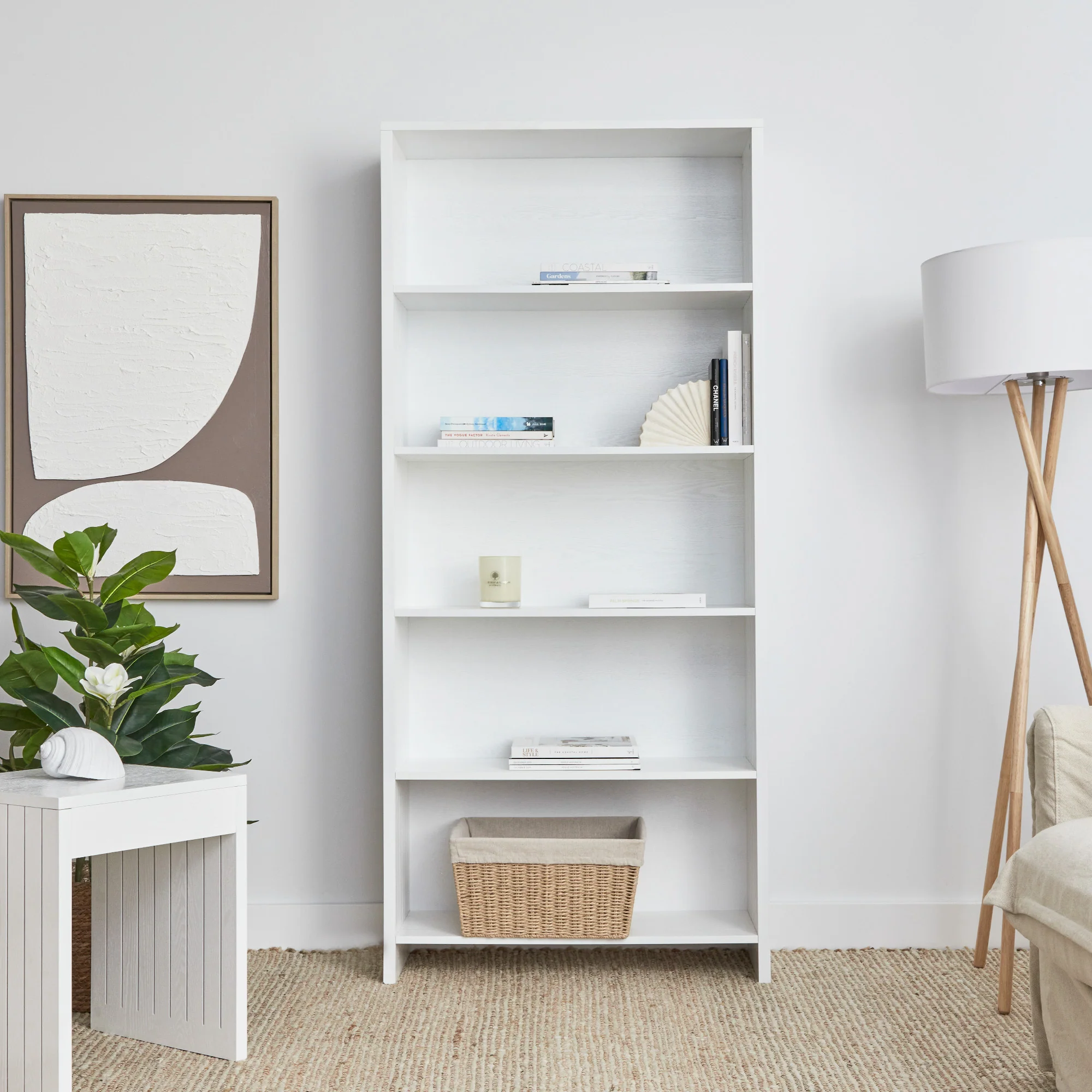 Harper 5 Tier Bookshelf White - Image 8