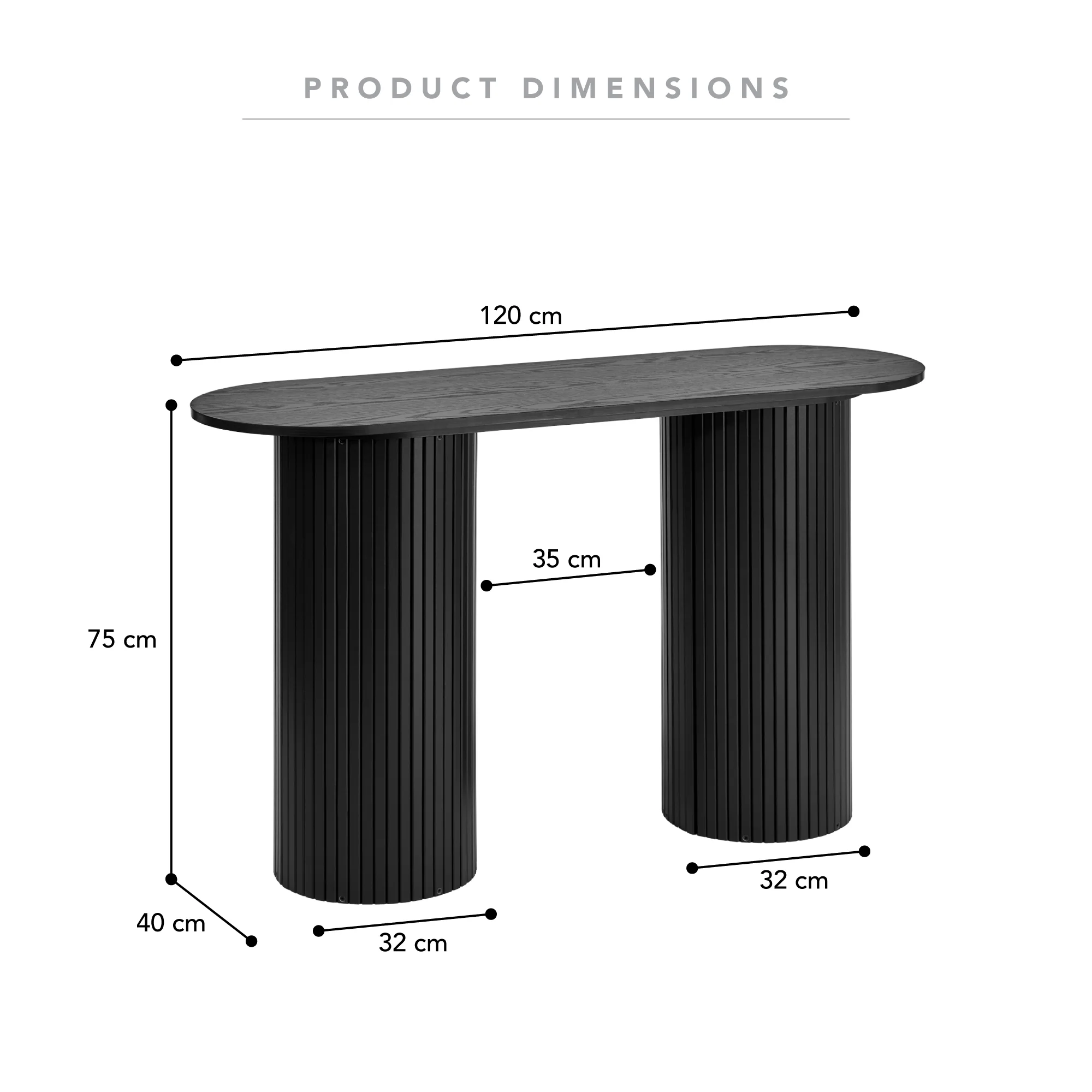 Haven Console Table Black (120cm) - Image 3