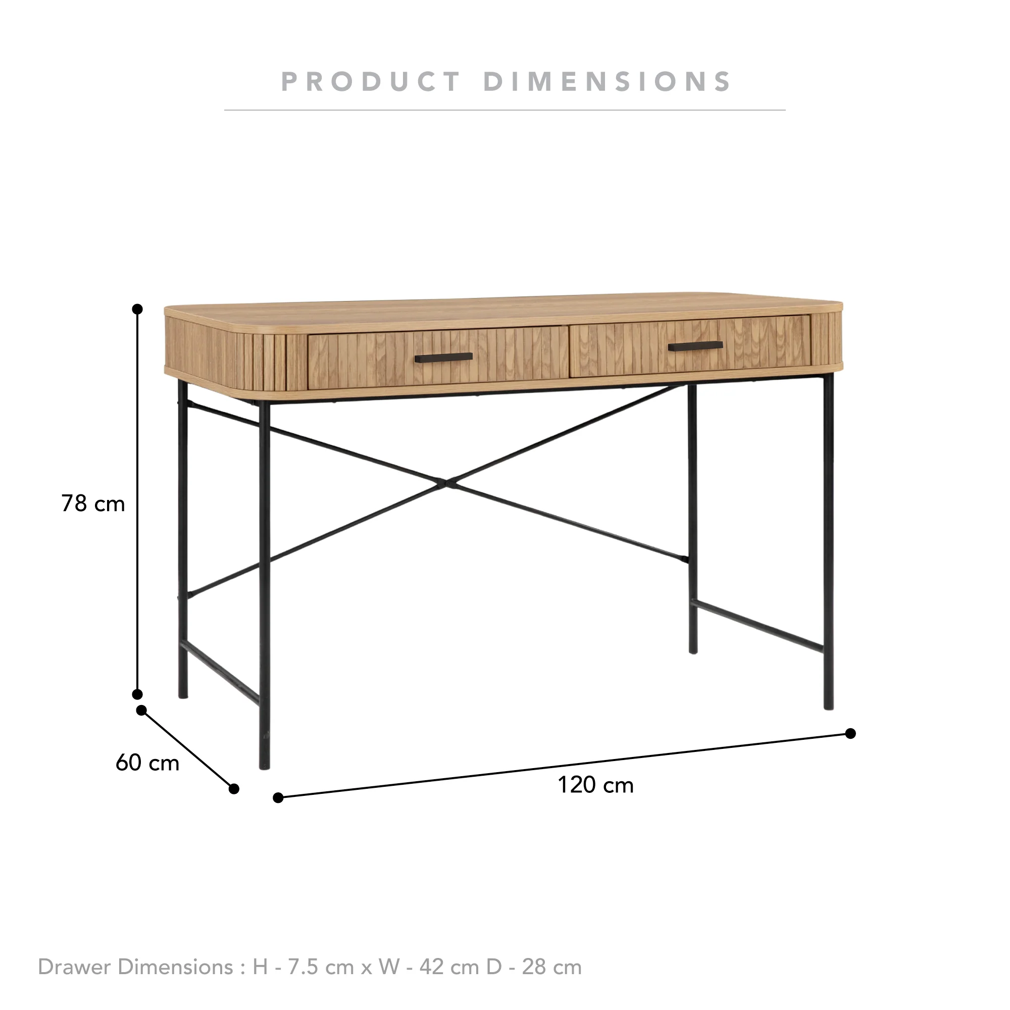 Haven 120cm Desk Oak - Image 3