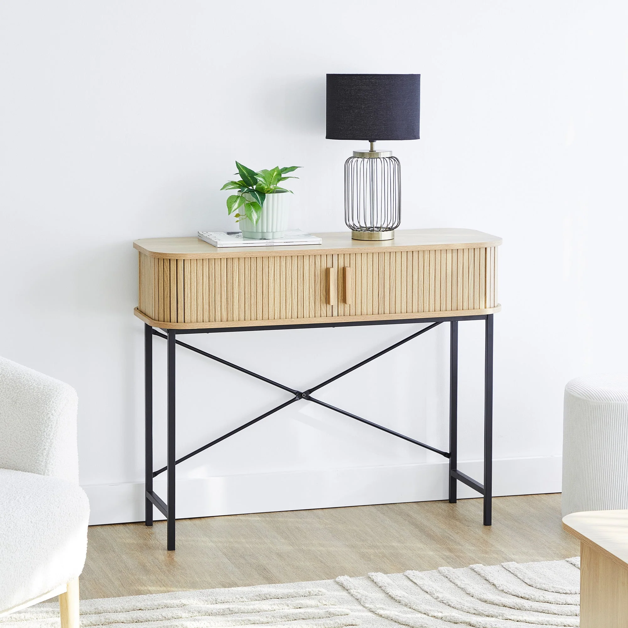 Haven Sliding Door Console Table Natural (100cm) - Image 4