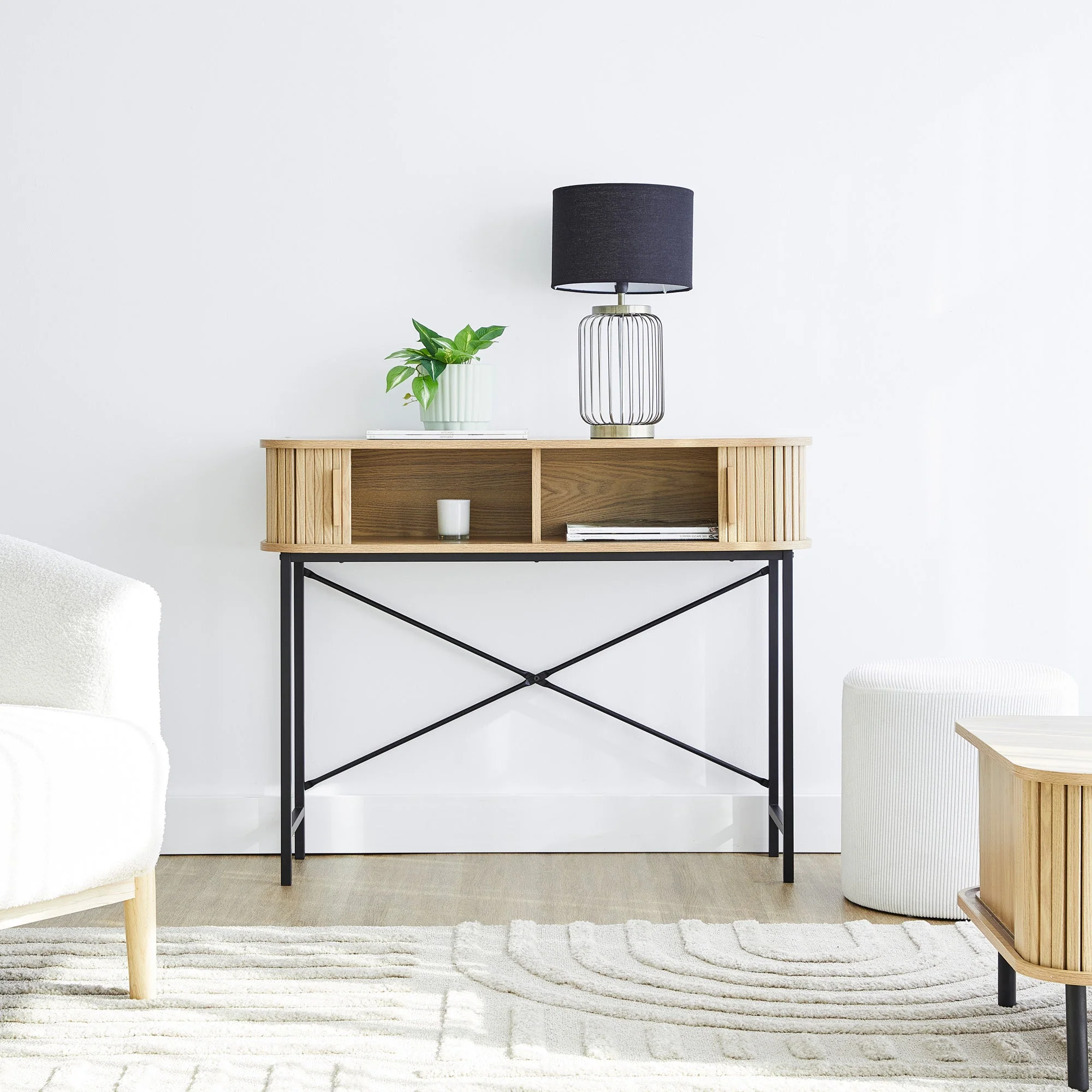 Haven Sliding Door Console Table Natural (100cm) - Image 7