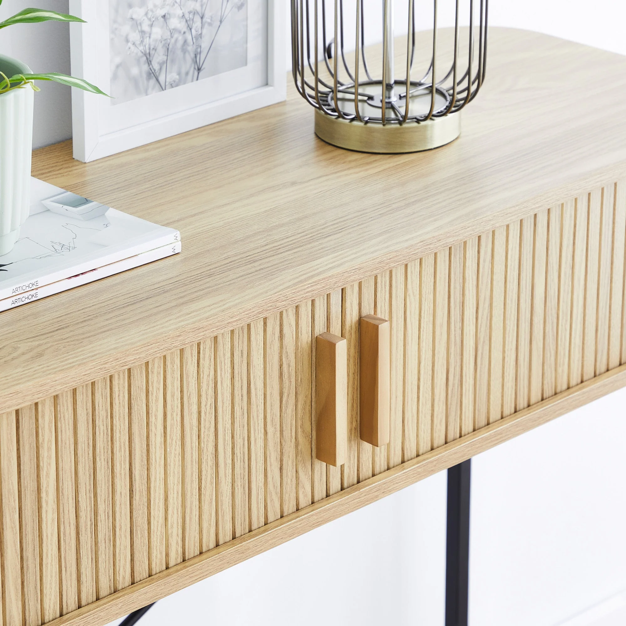 Haven Sliding Door Console Table Natural (100cm) - Image 8