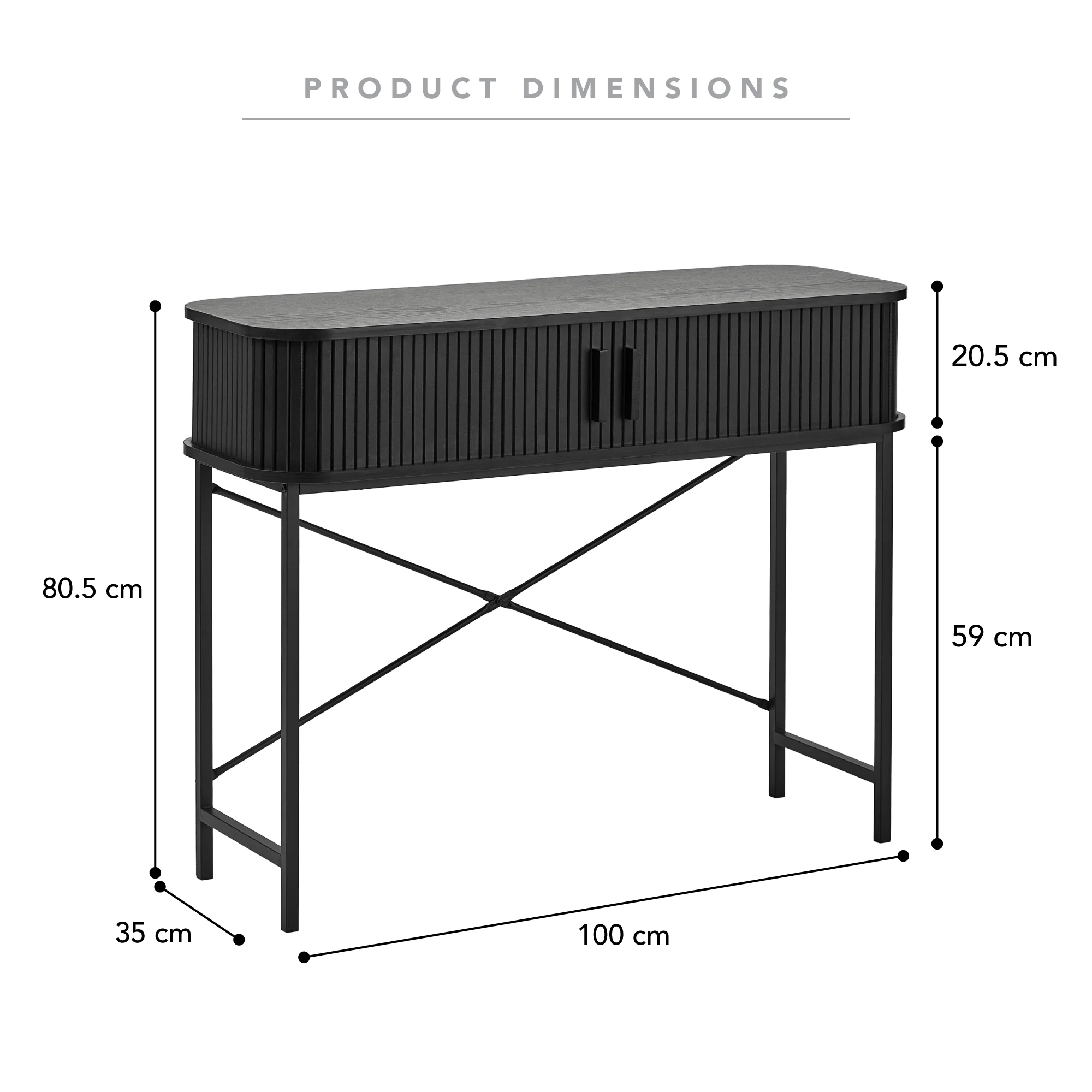 Haven Sliding Door Console Table Black (100cm) - Image 3