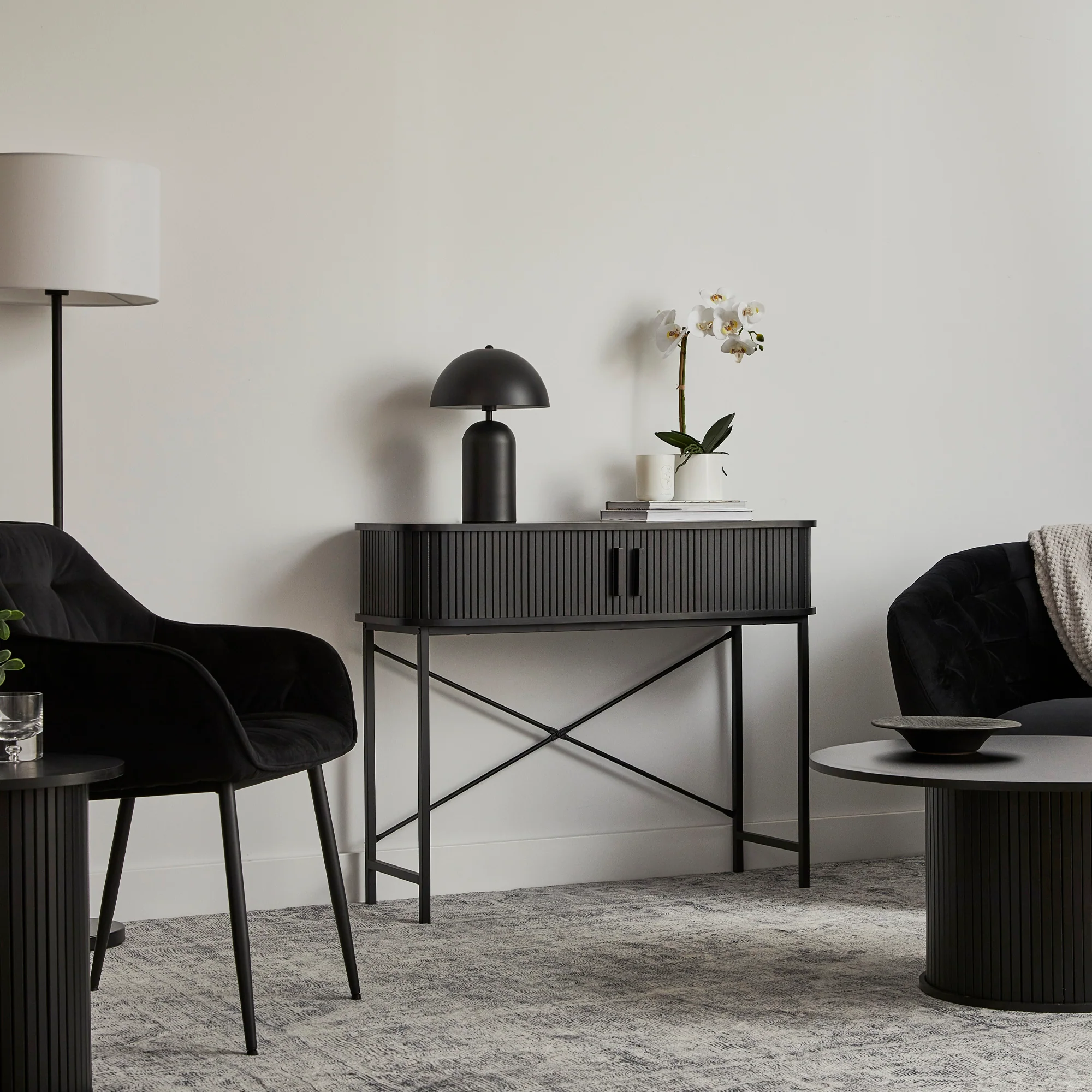 Haven Sliding Door Console Table Black (100cm) - Image 9