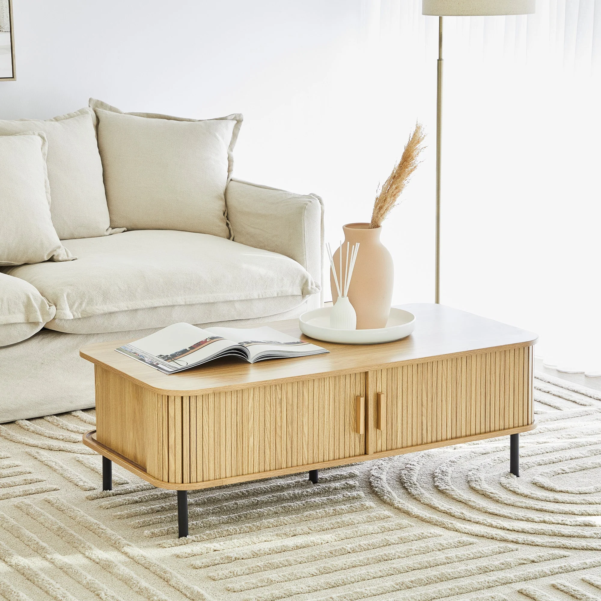 Haven Sliding Door Coffee Table Natural - Image 4