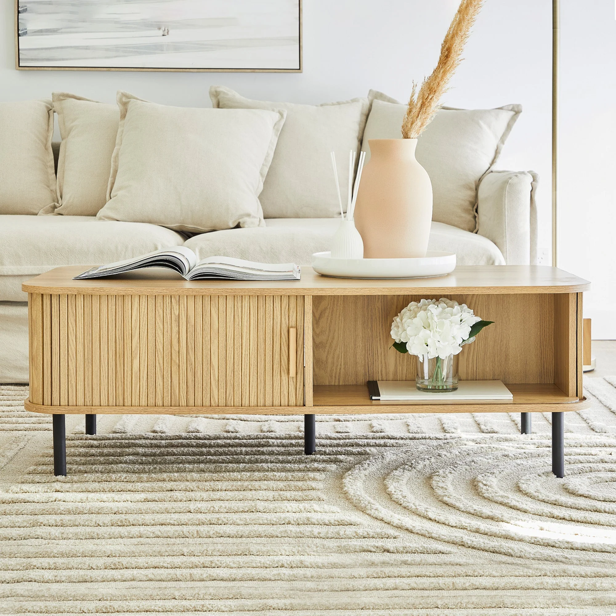 Haven Sliding Door Coffee Table Natural - Image 9