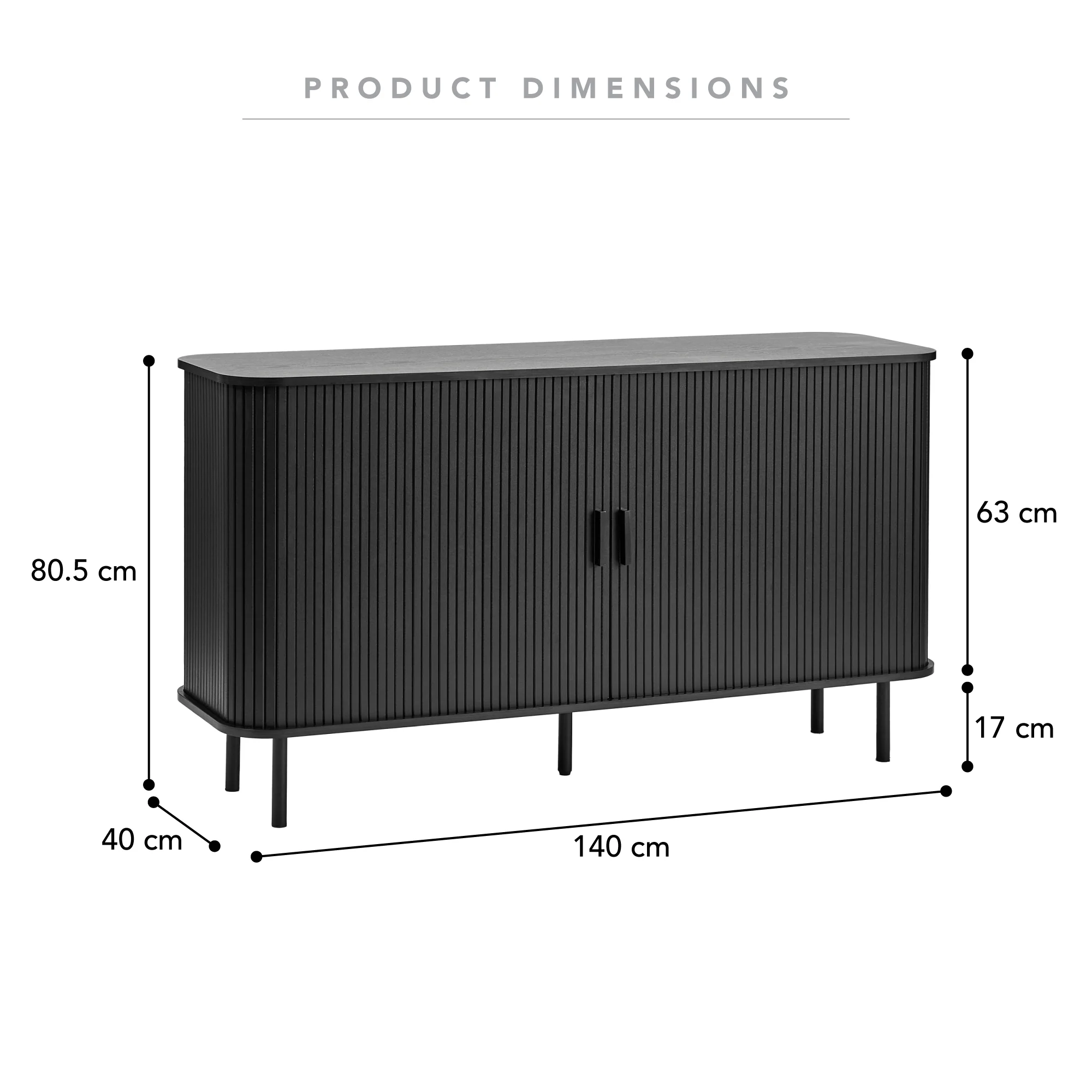 Haven Sliding Door Sideboard Black (140cm) - Image 3