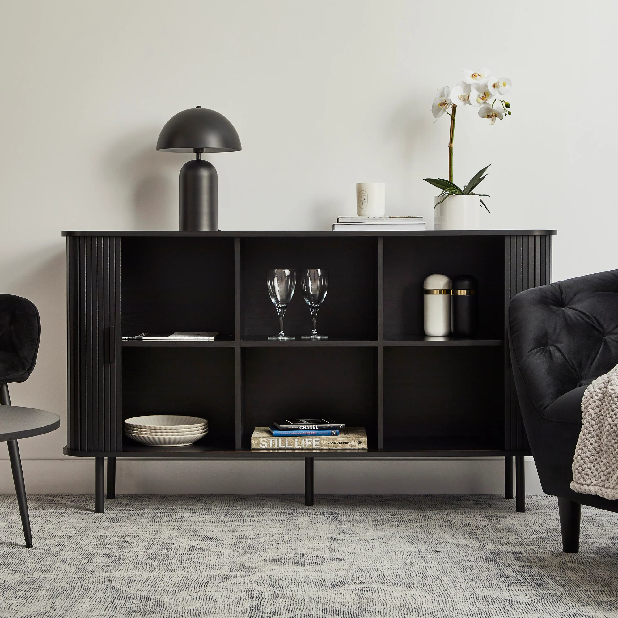 Haven Sliding Door Sideboard Black (140cm) - Image 6