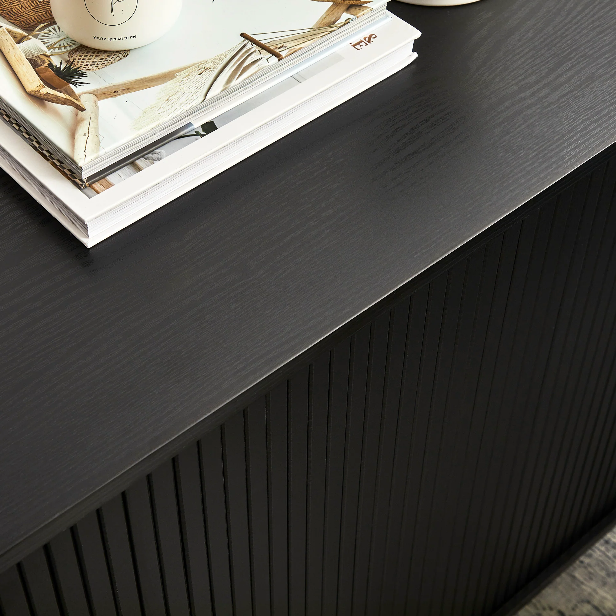 Haven Sliding Door Sideboard Black (140cm) - Image 7