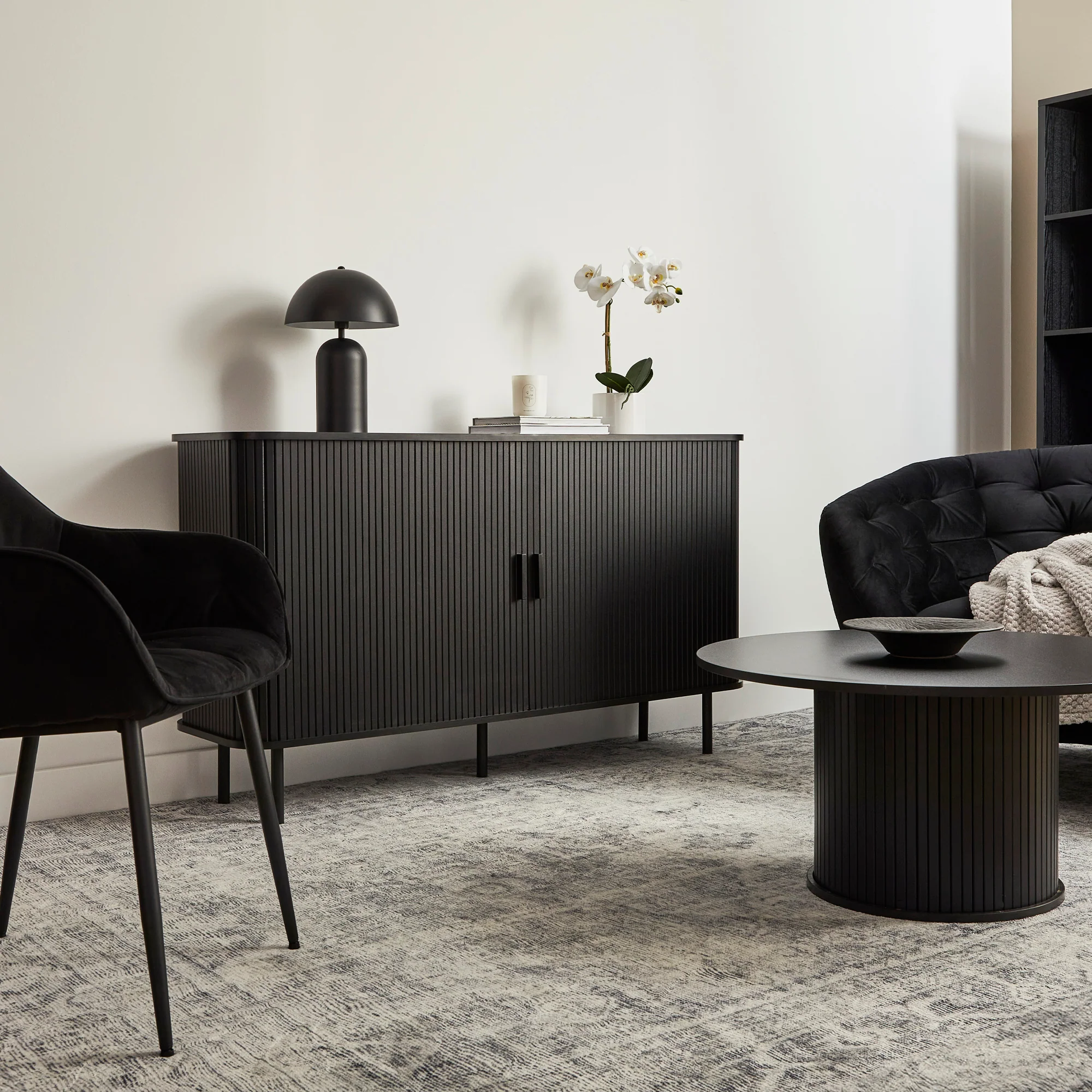 Haven Sliding Door Sideboard Black (140cm) - Image 9