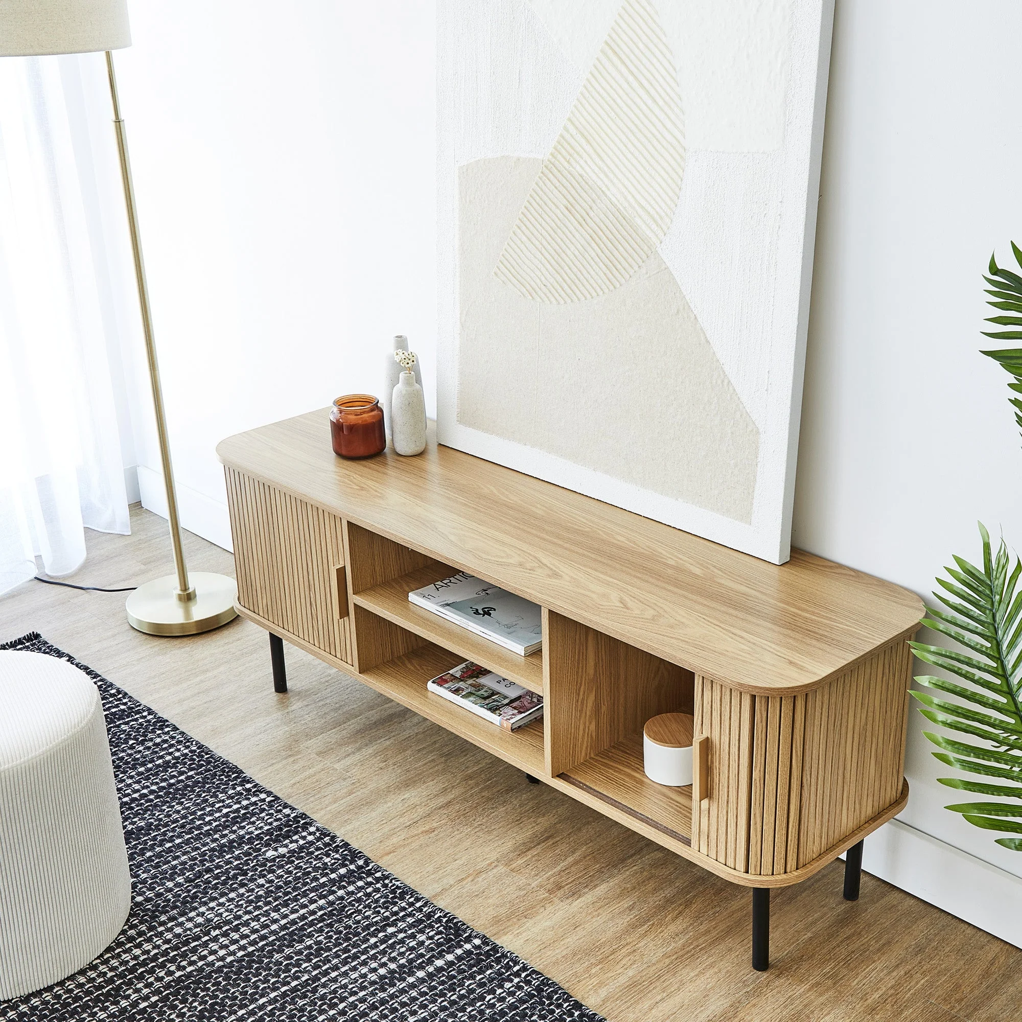 Haven Sliding Door Entertainment Unit Natural (140cm) - Image 9