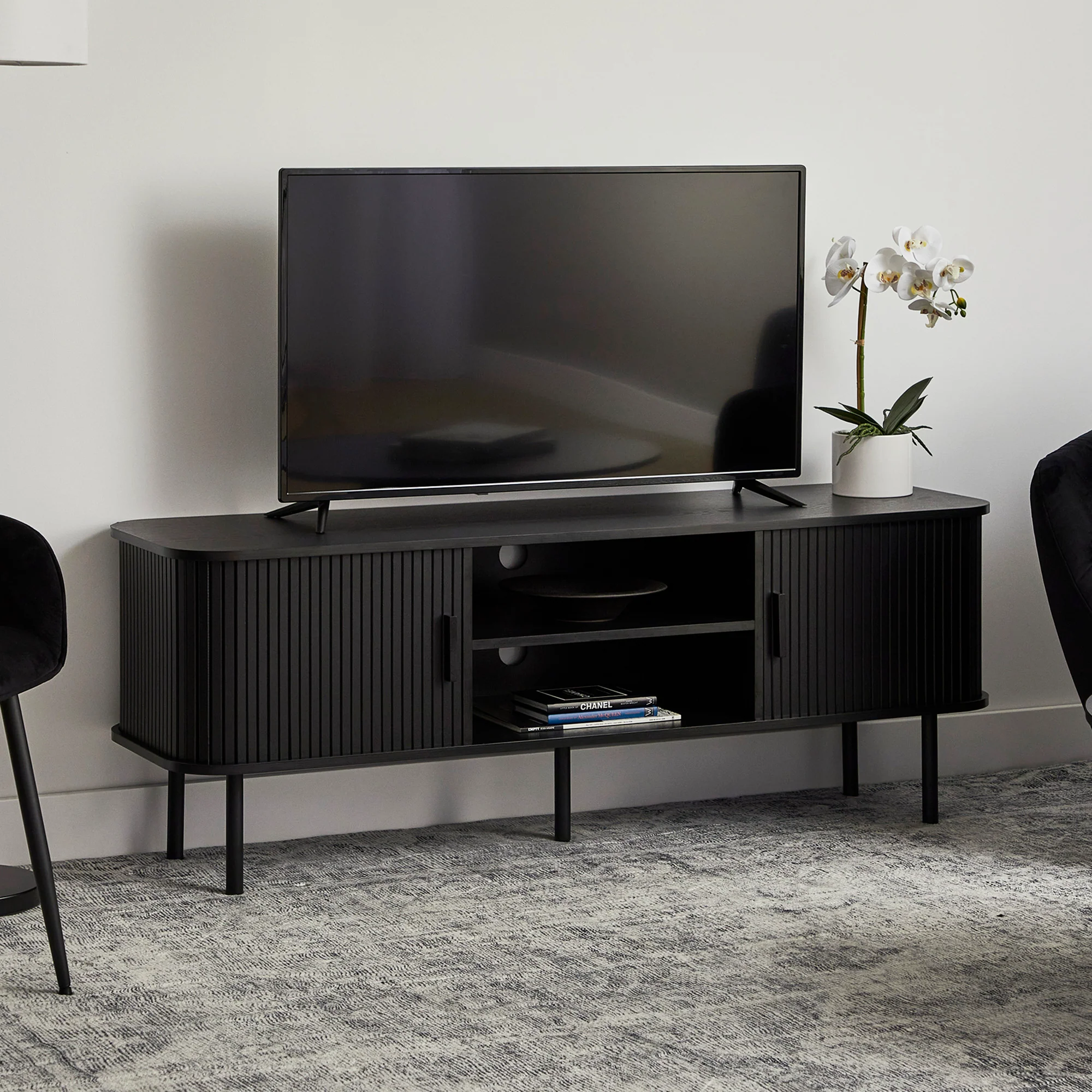 Haven Sliding Door Entertainment Unit Black (140cm)