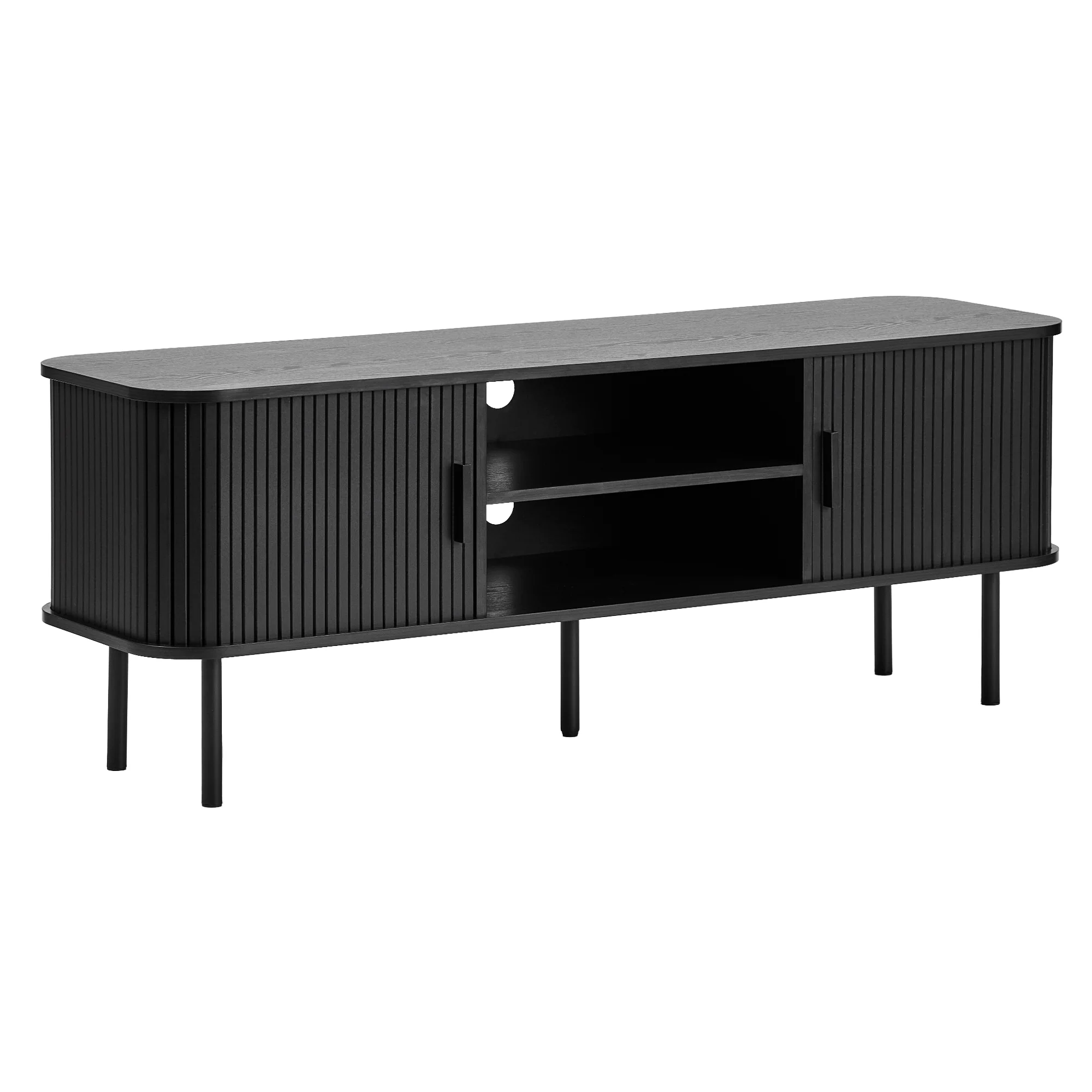 Haven Sliding Door Entertainment Unit Black (140cm) - Image 2