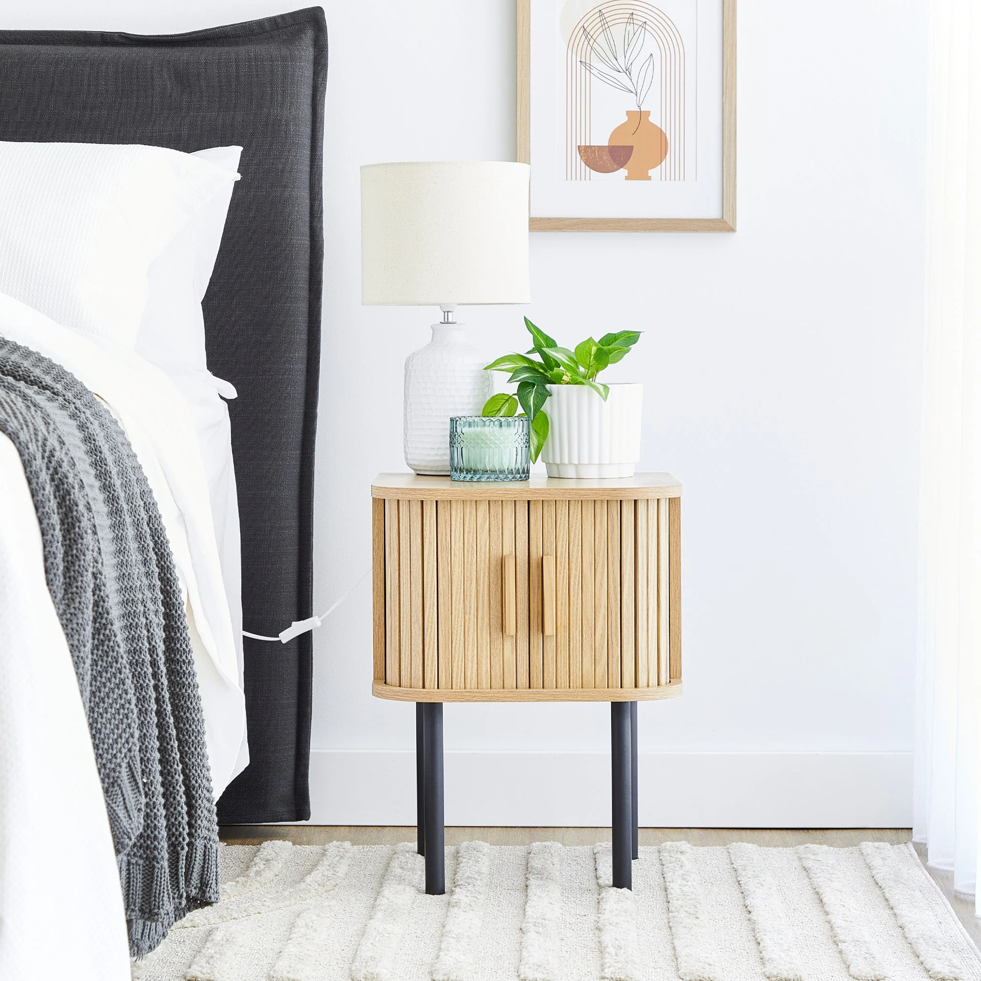 Haven Sliding Door Bedside Table Natural - Image 4