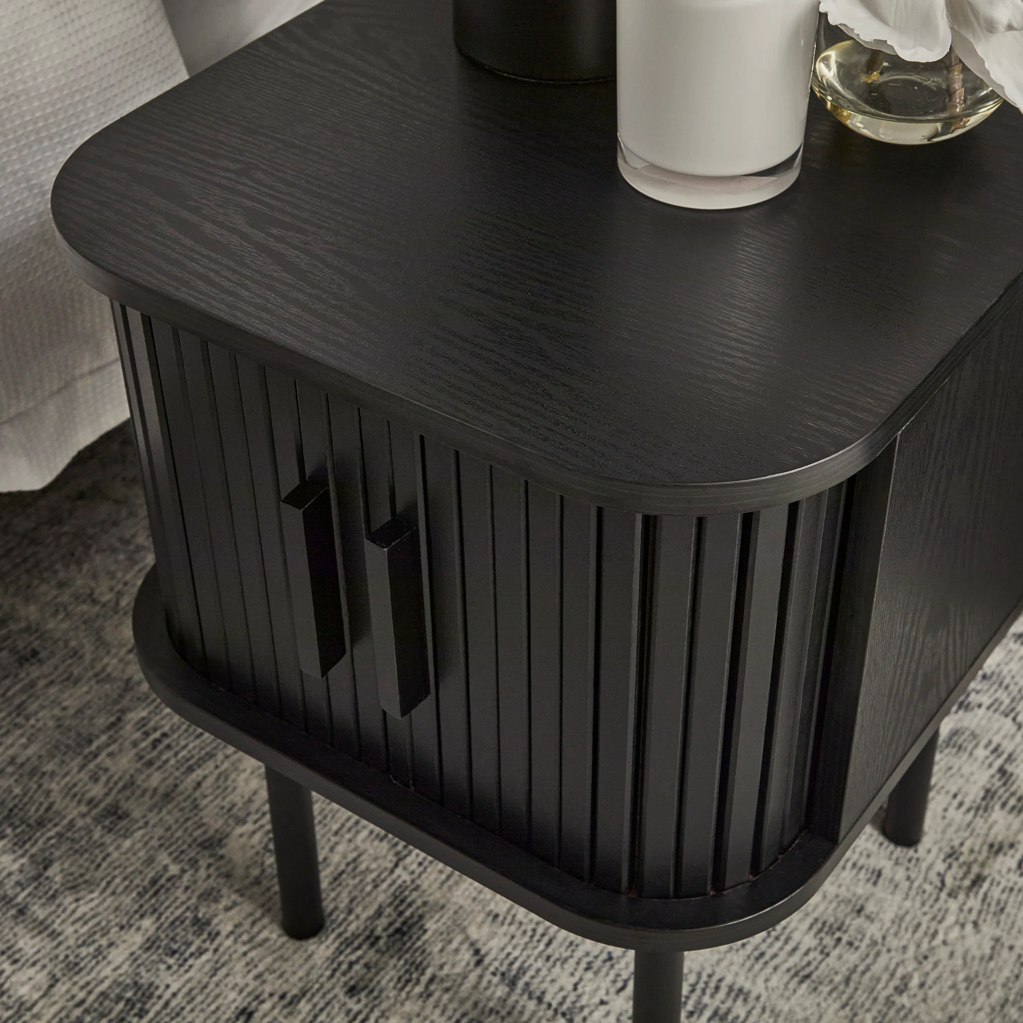 Haven Sliding Door Bedside Table Black - Image 4