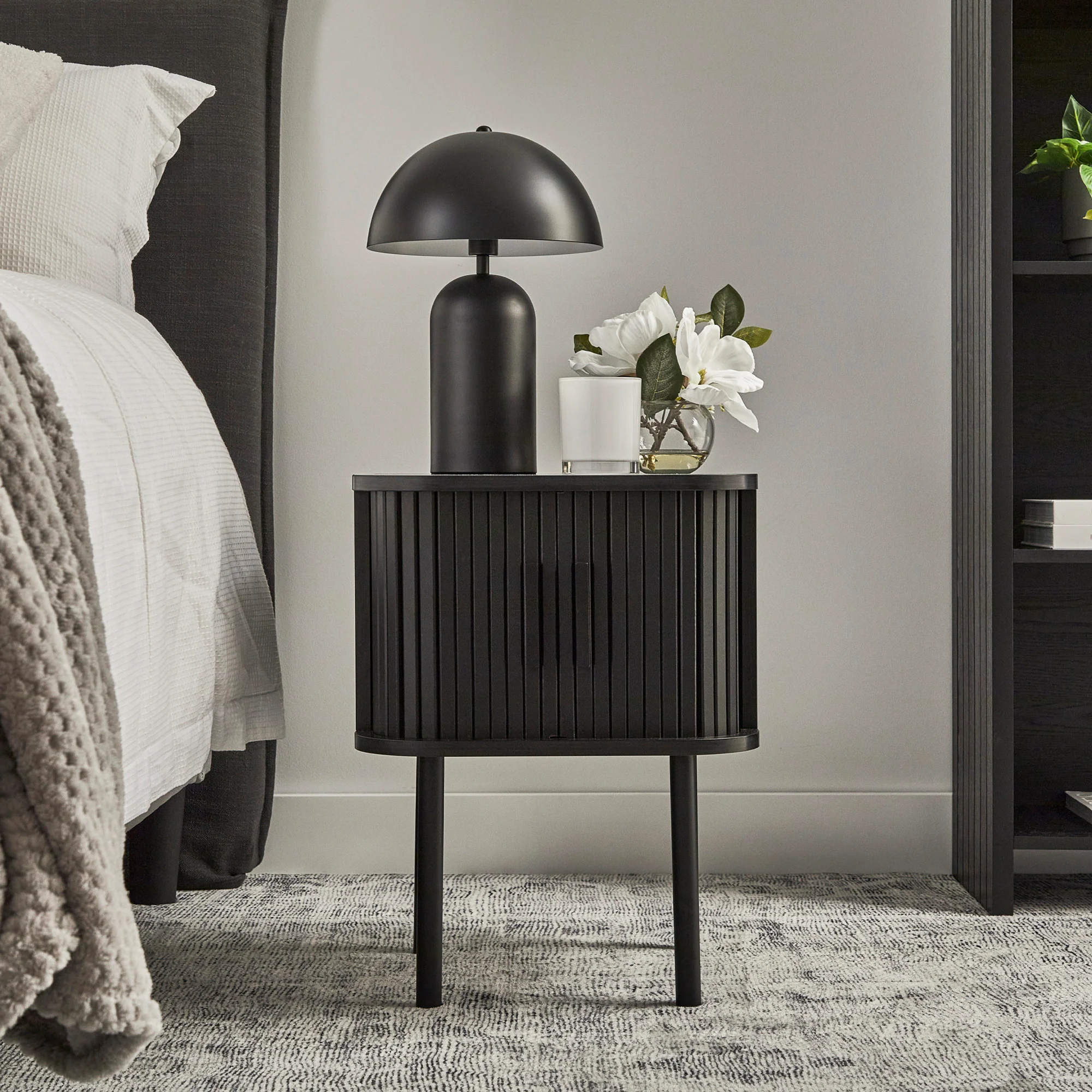 Haven Sliding Door Bedside Table Black - Image 5