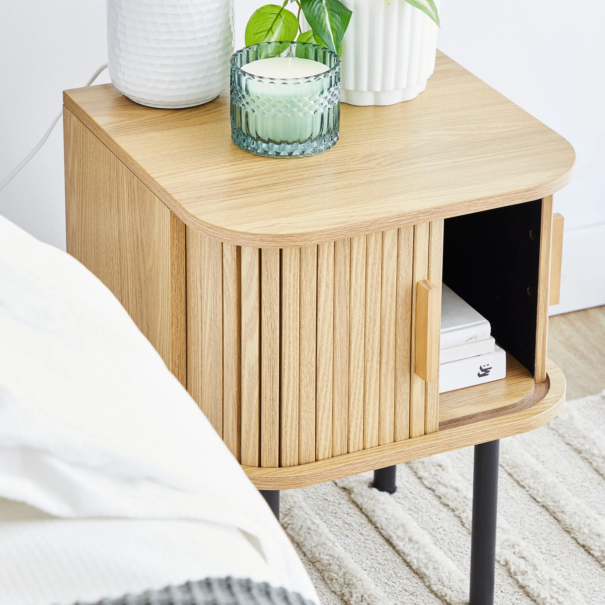 Haven Sliding Door Bedside Table Natural - Image 6