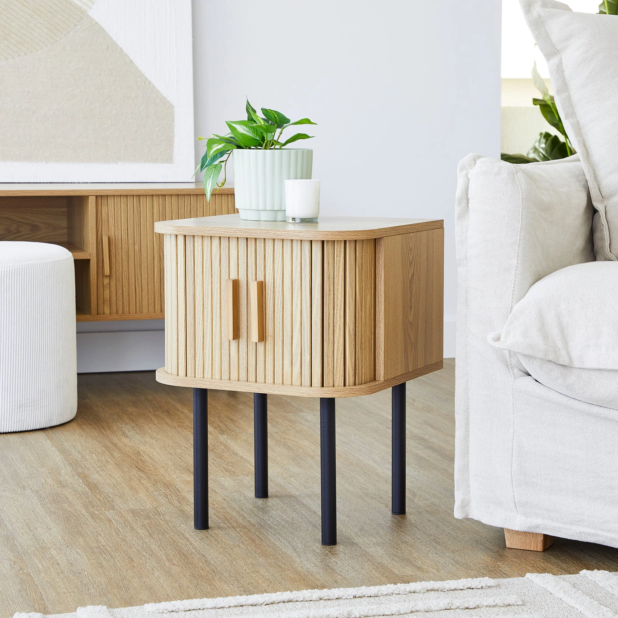 Haven Sliding Door Bedside Table Natural - Image 7
