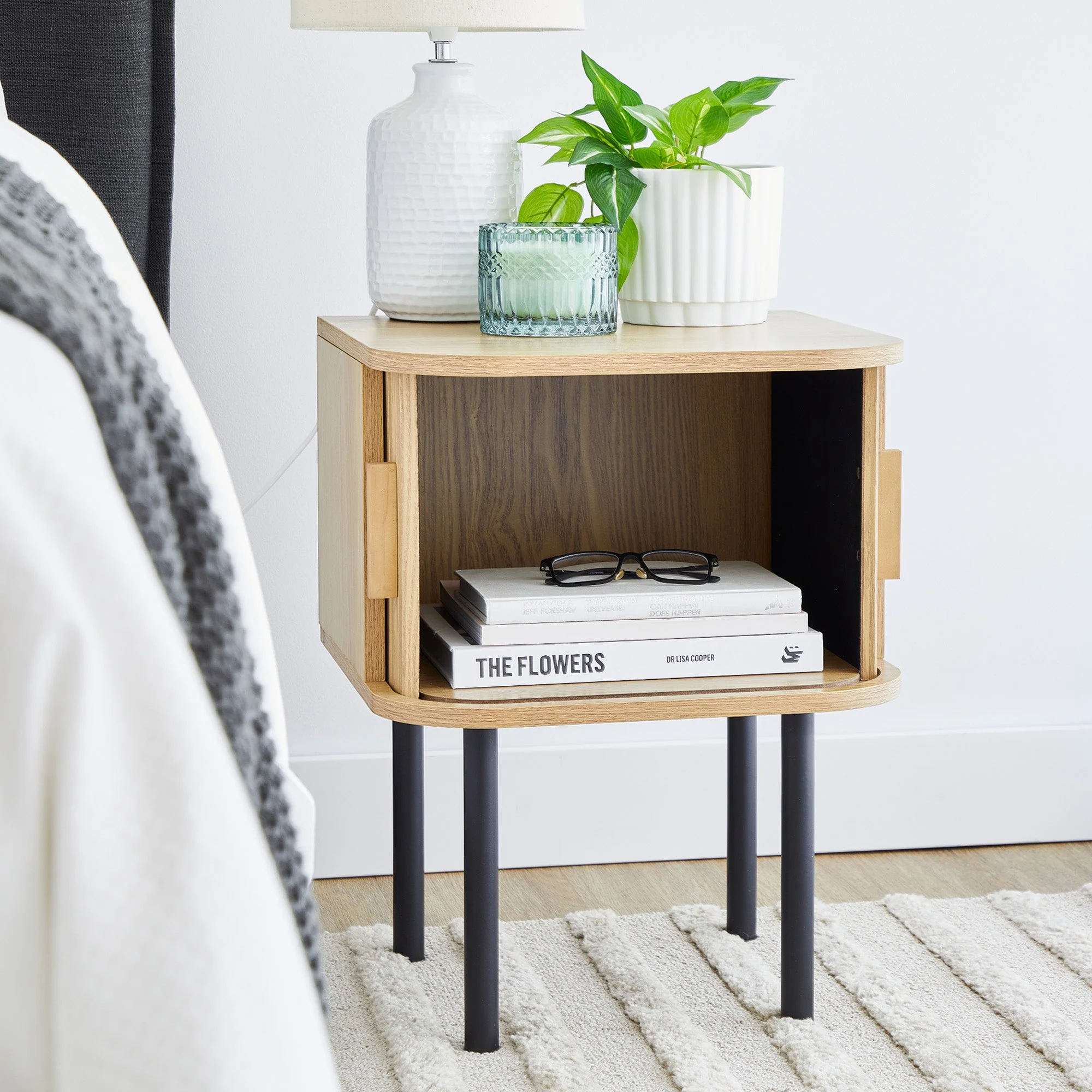 Haven Sliding Door Bedside Table Natural - Image 8