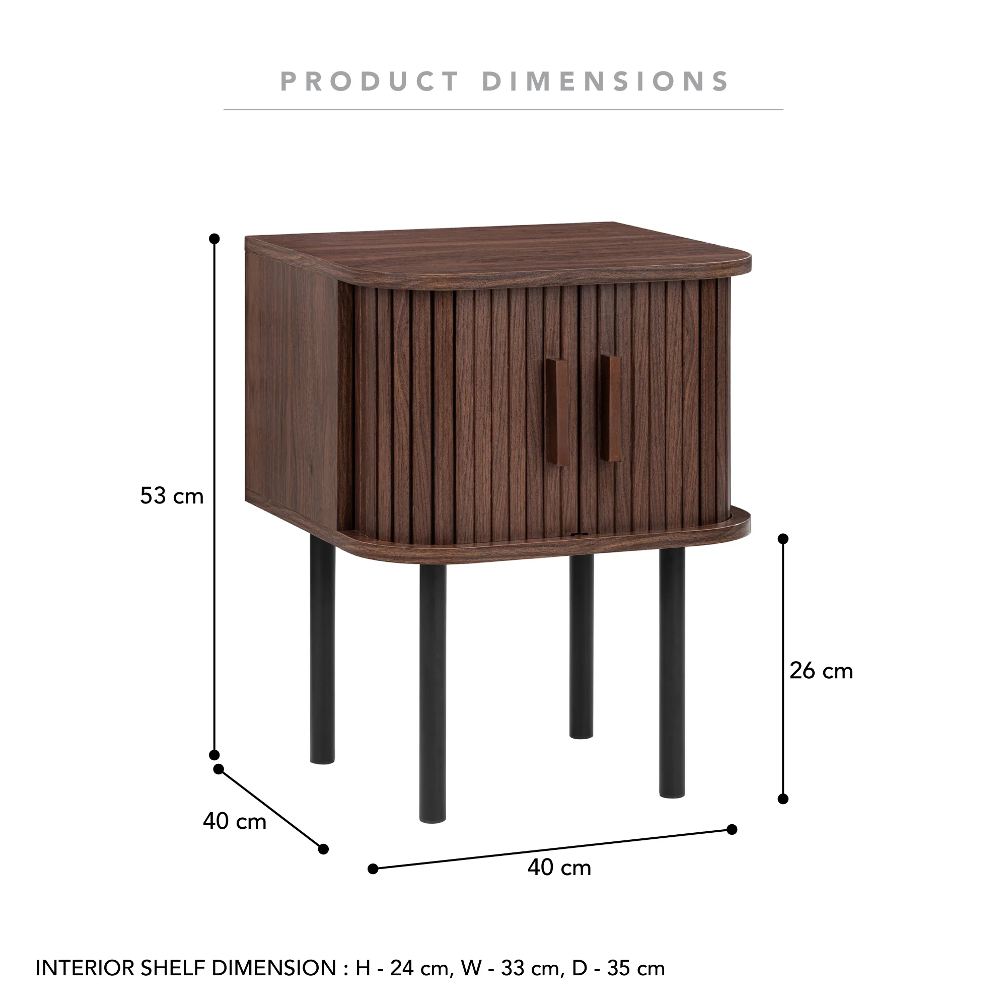Haven Sliding Door Bedside Table Walnut - Image 3
