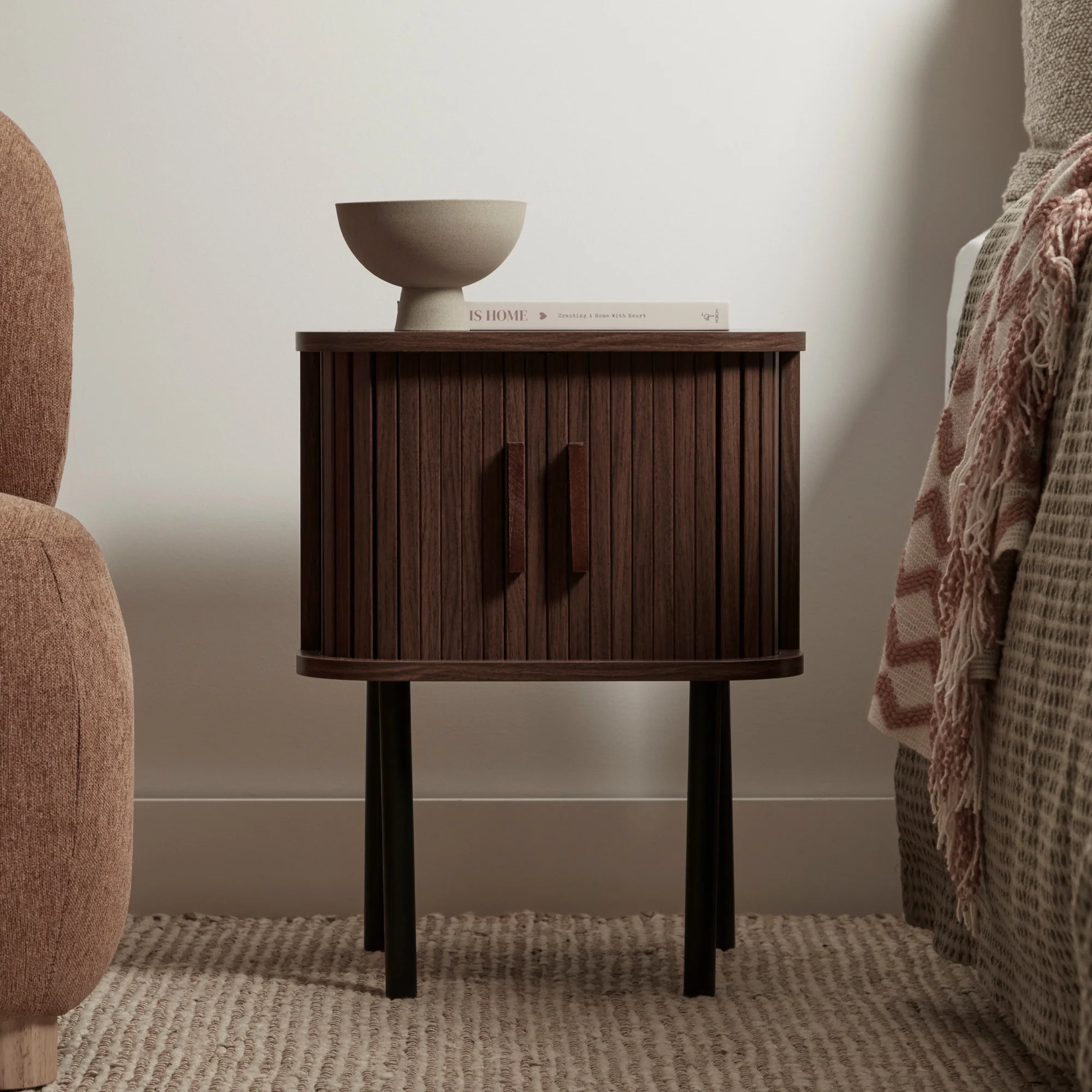 Haven Sliding Door Bedside Table Walnut - Image 5