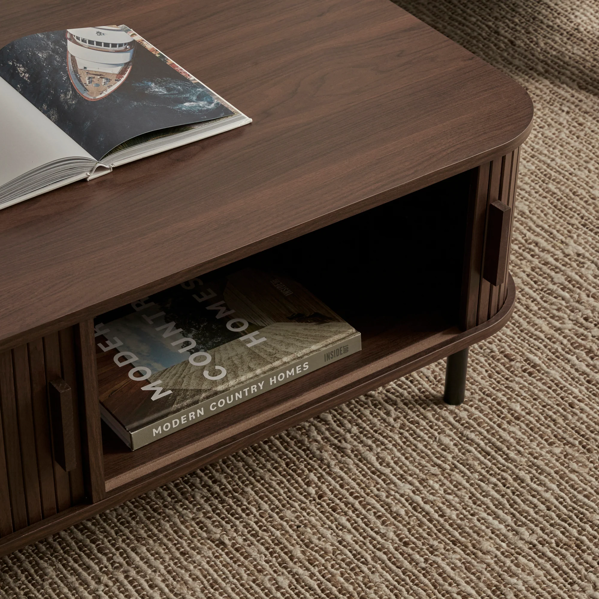 Haven Sliding Door Coffee Table Walnut - Image 4