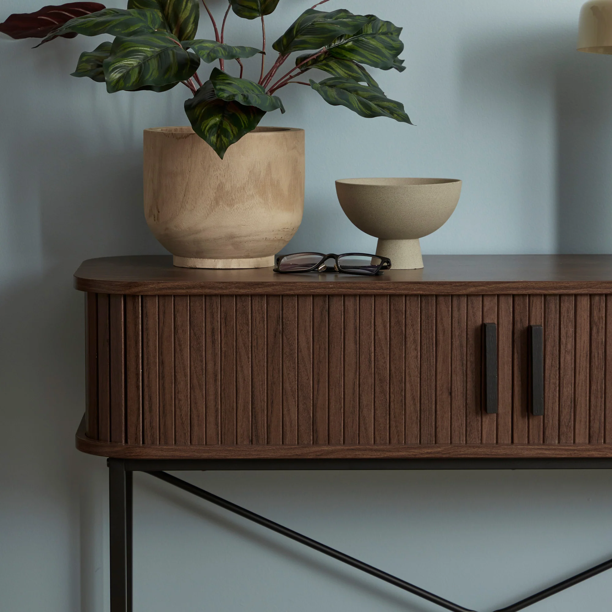 Haven Sliding Door Console Table Walnut (100cm) - Image 5