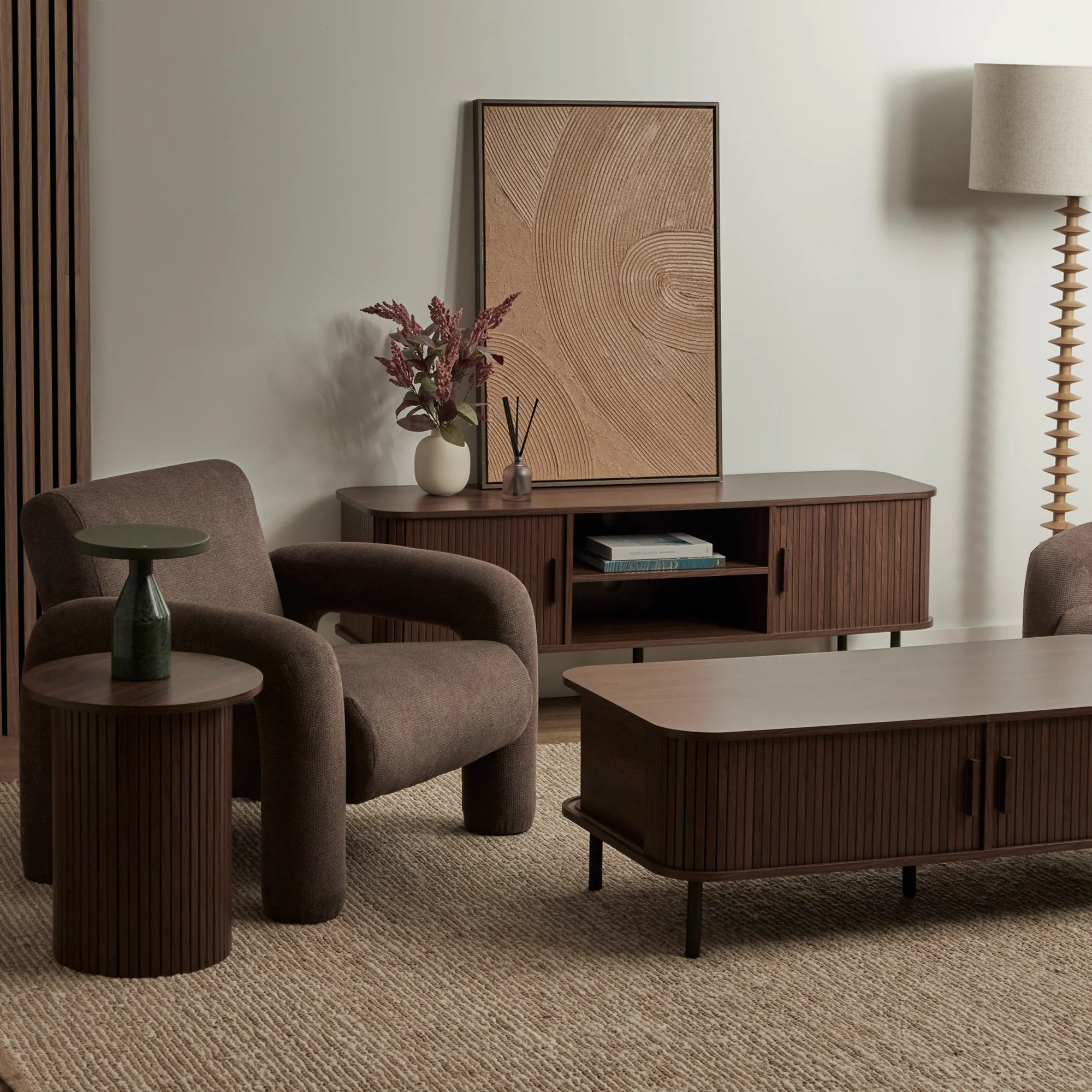 Haven Sliding Door Entertainment Unit Walnut (140cm) - Image 9