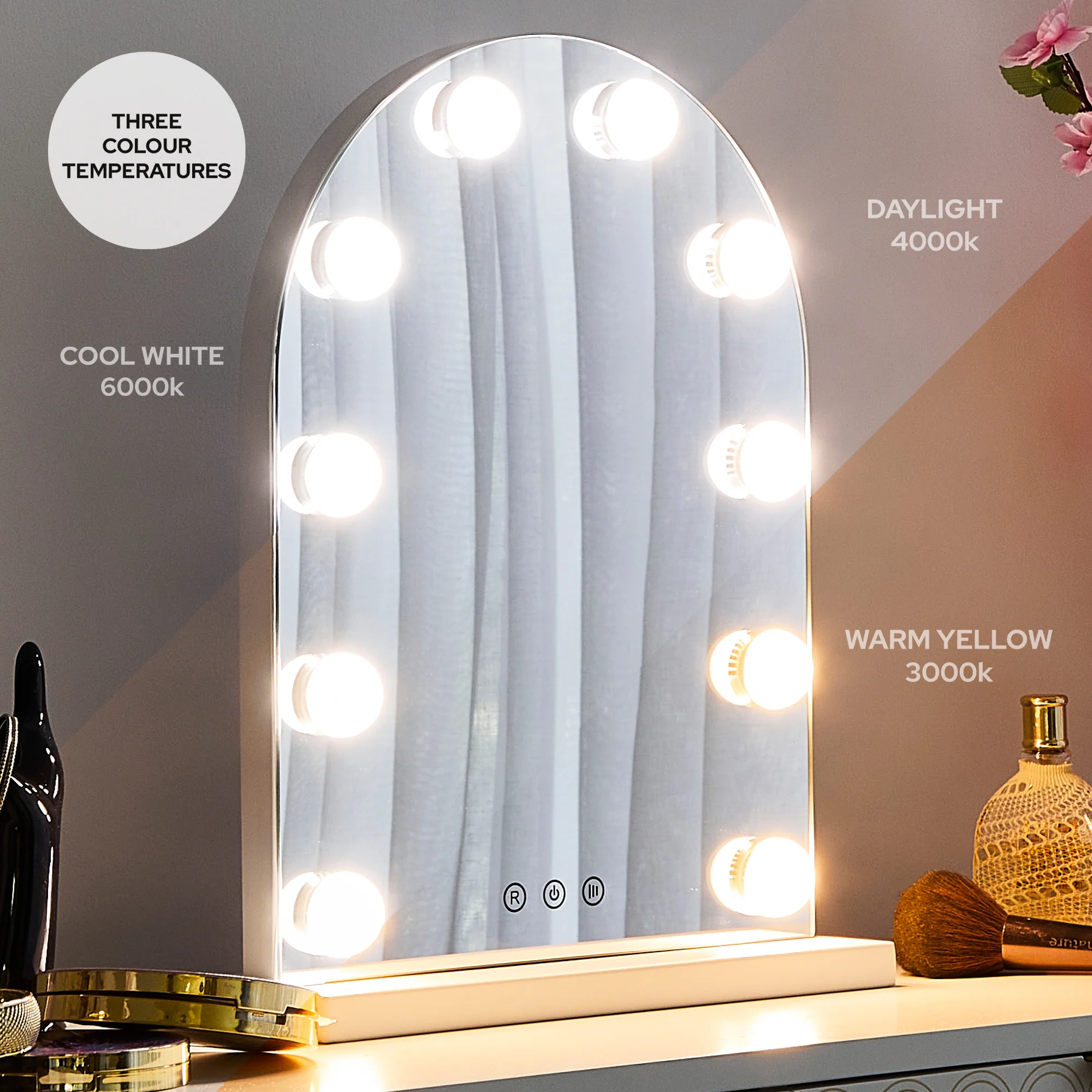 Hollywood LED 43cm Small Arched Vanity Mirror - Image 4