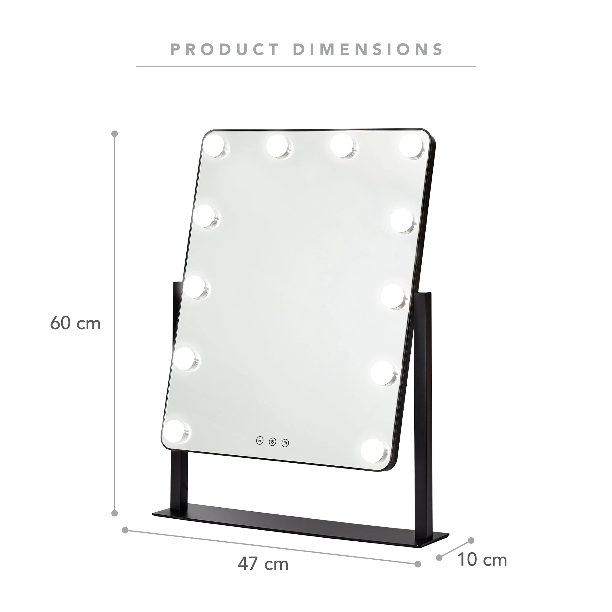LED 60cm Tabletop Vanity Mirror Black - Image 3