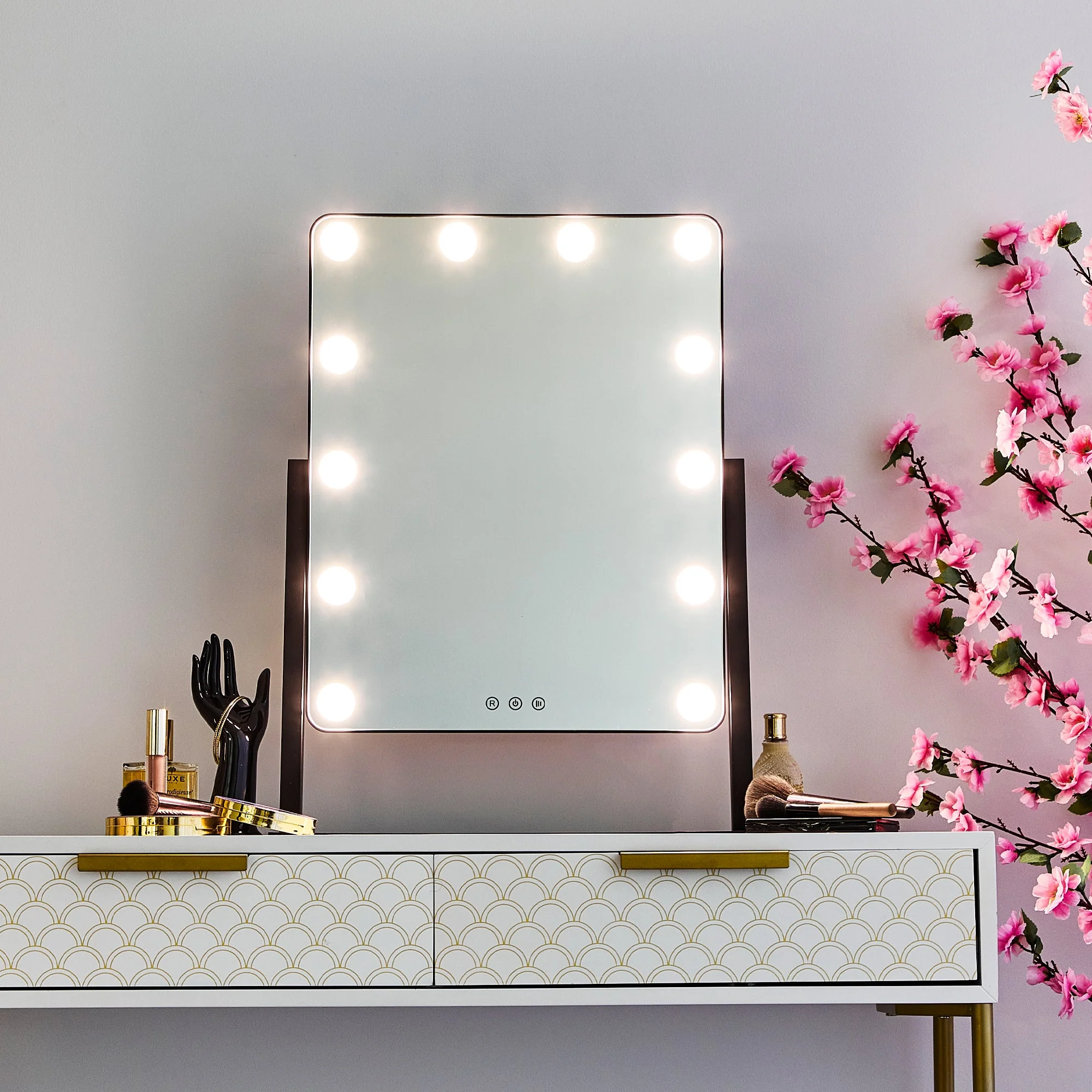 LED 60cm Tabletop Vanity Mirror Black - Image 5