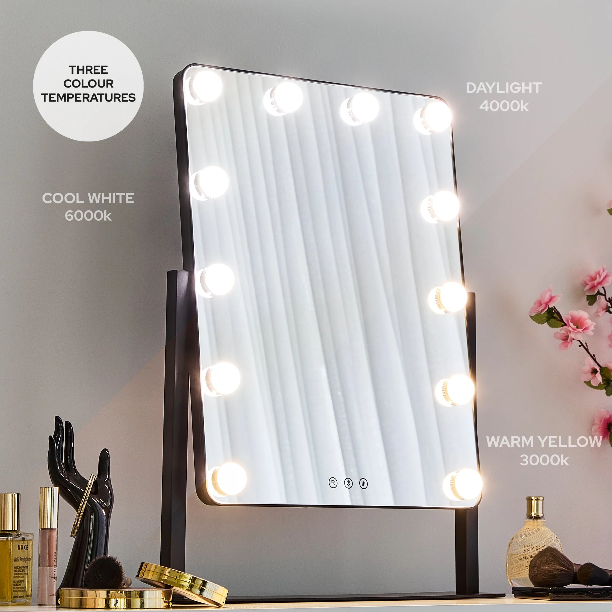 LED 60cm Tabletop Vanity Mirror Black - Image 6