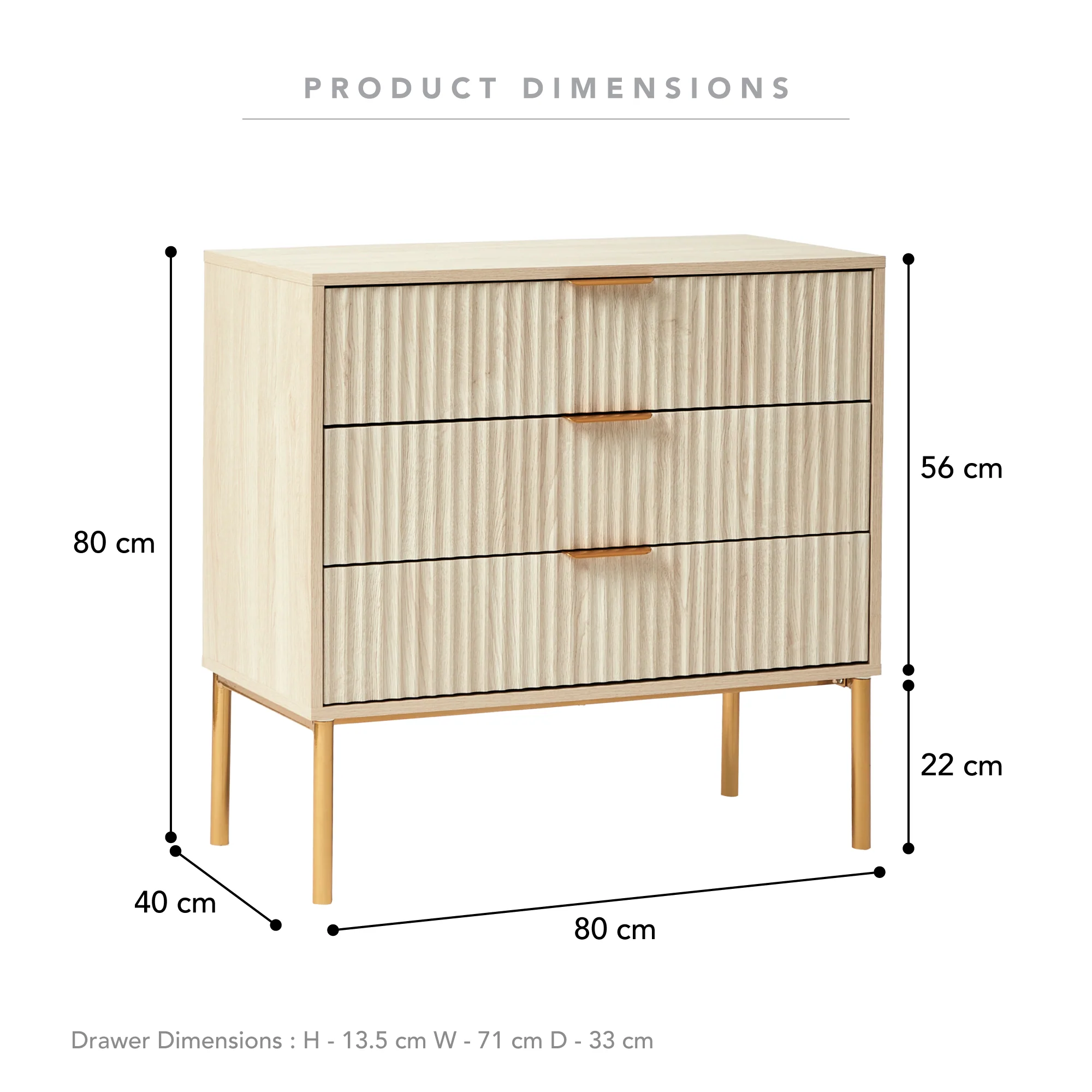 Indy Chest of 3 Drawers Natural - Image 3
