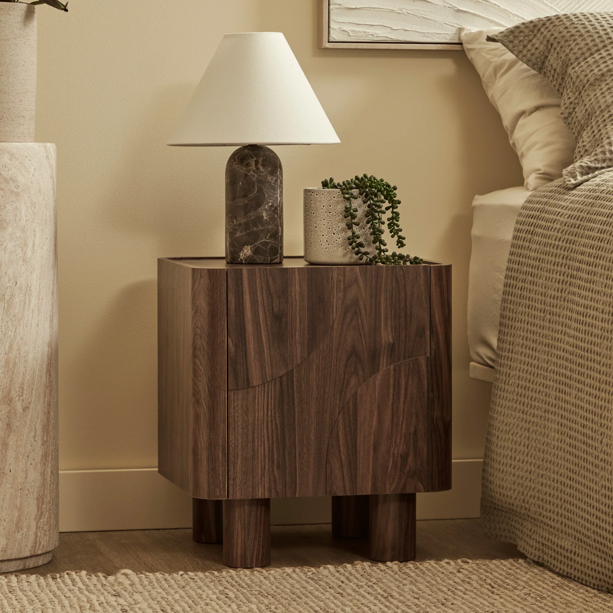 Iris Bedside Table Walnut