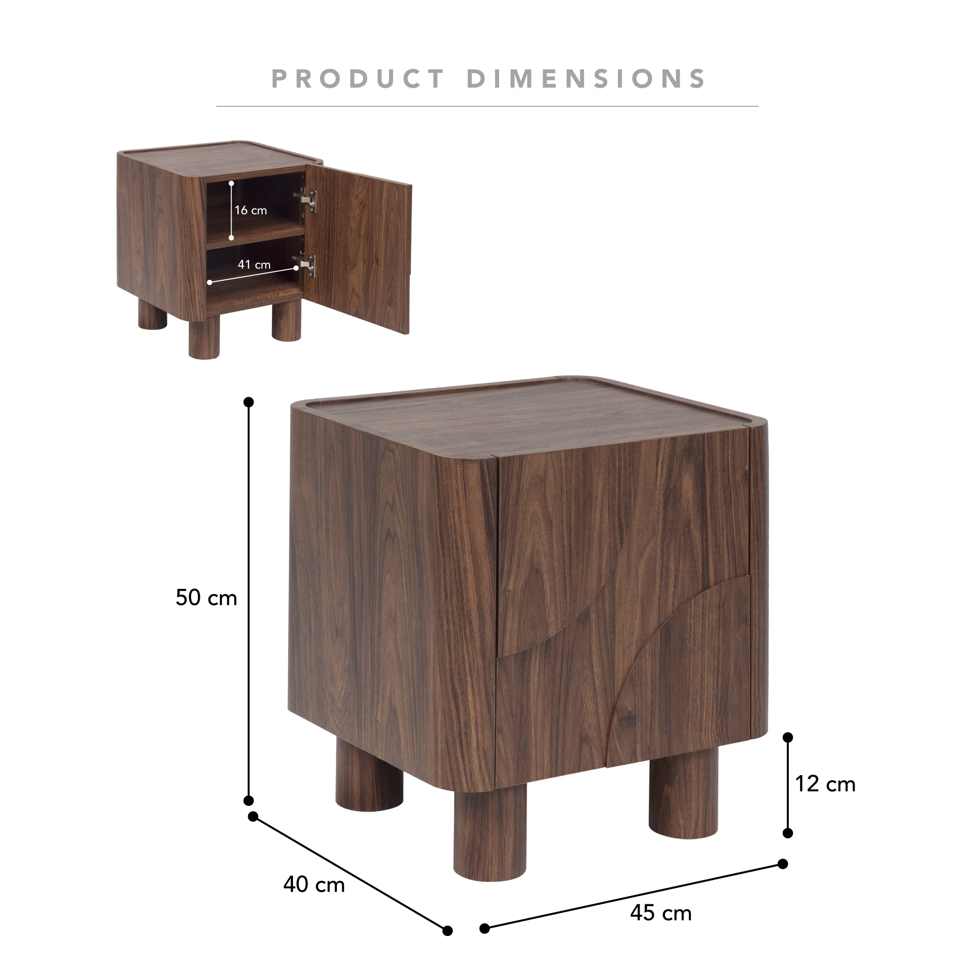Iris Bedside Table Walnut (Set of 2) - Image 3