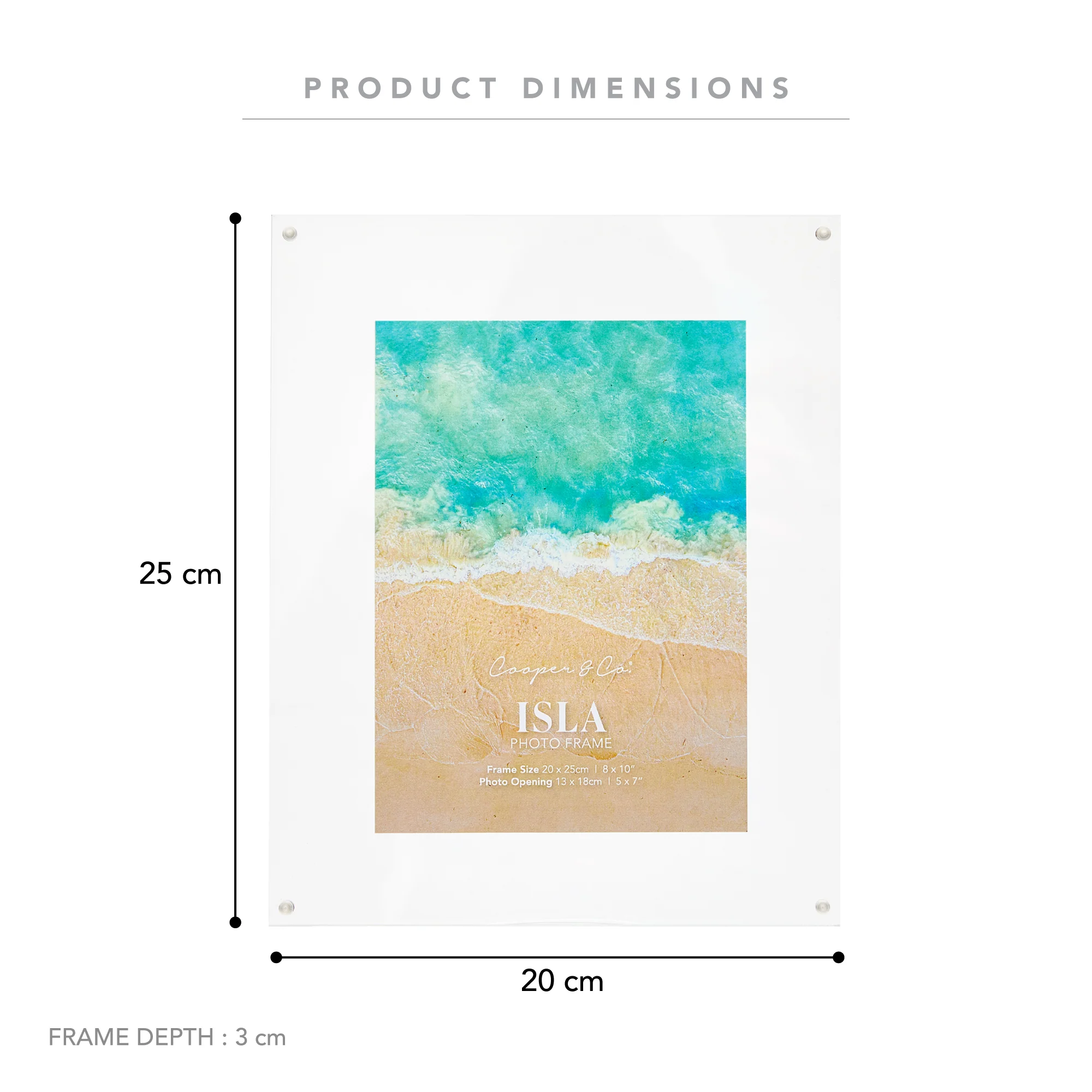 Isla 25x20cm Acrylic Photo Frame - Image 3