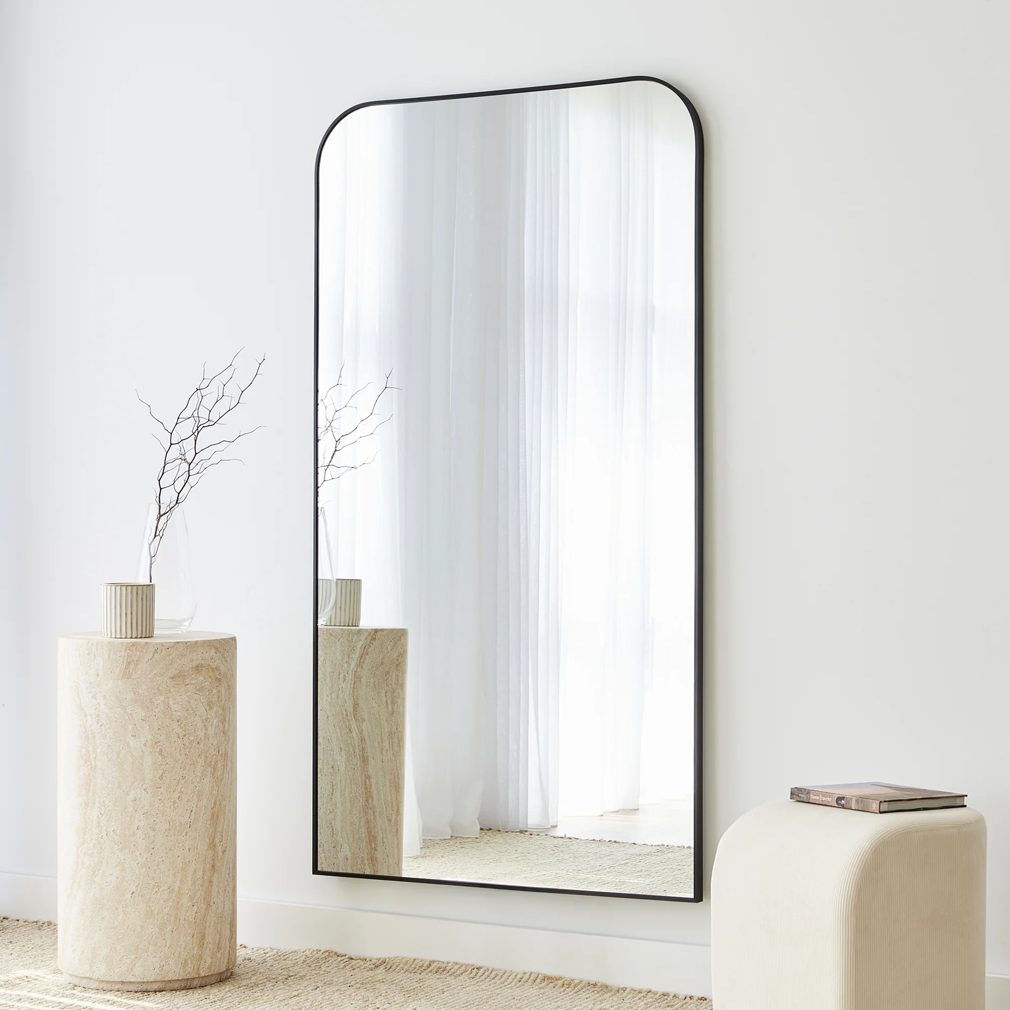 Ivy 165cm Rounded Mirror Black - Image 4