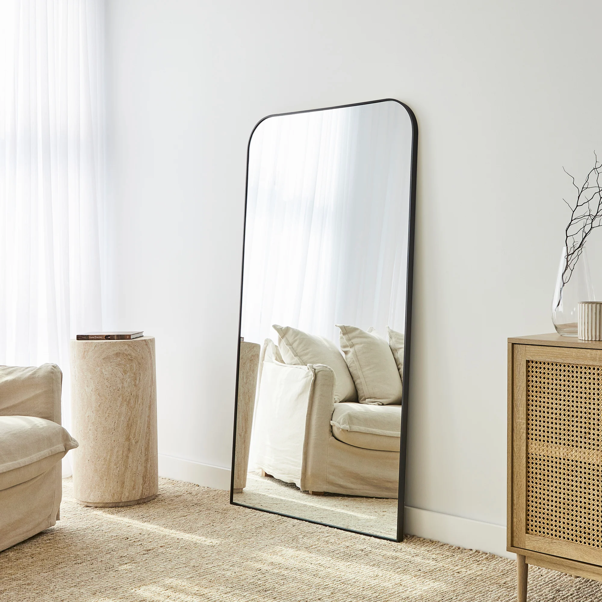 Ivy 165cm Rounded Mirror Black - Image 5