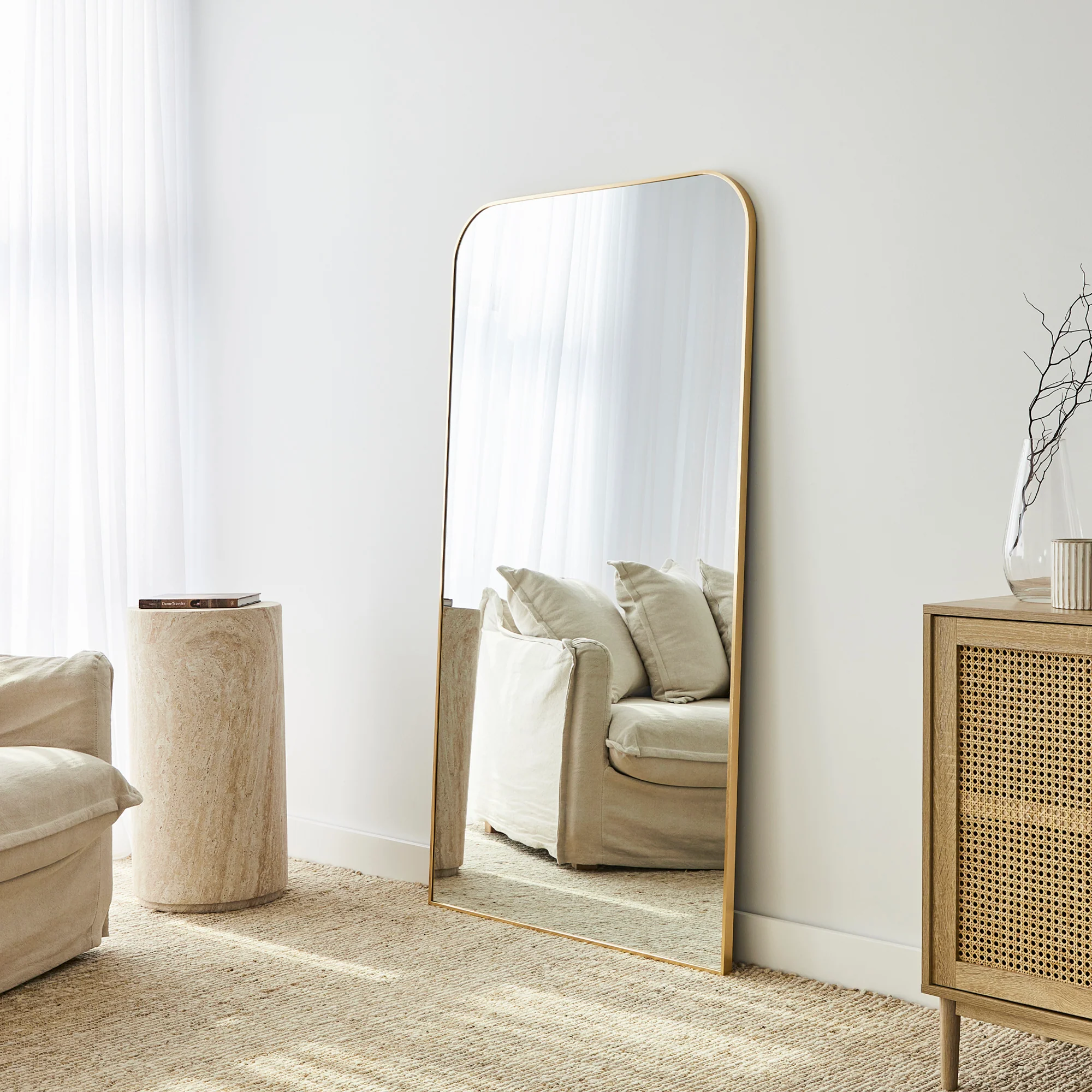 Ivy 165cm Rounded Mirror Gold - Image 5
