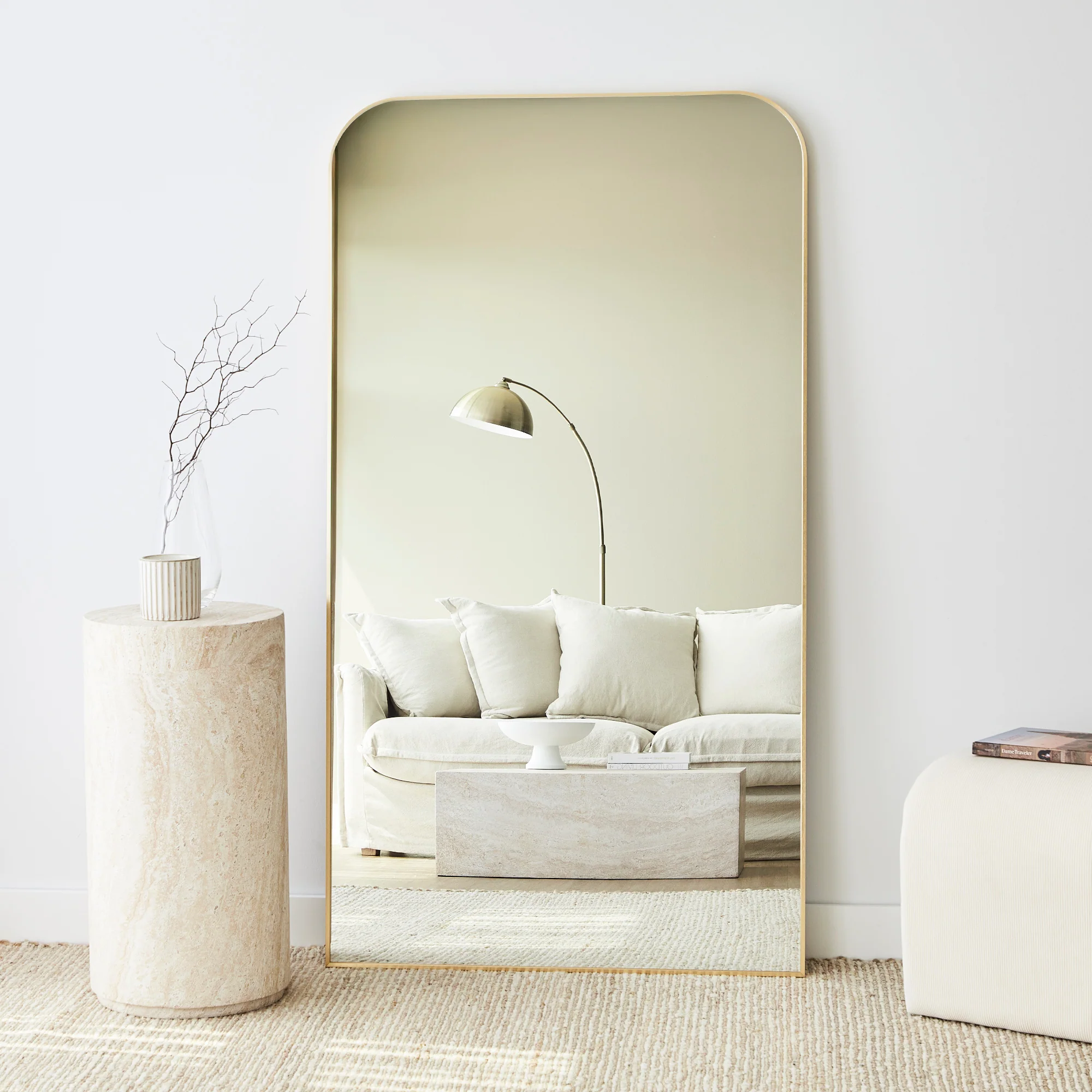 Ivy 165cm Rounded Mirror Gold - Image 6