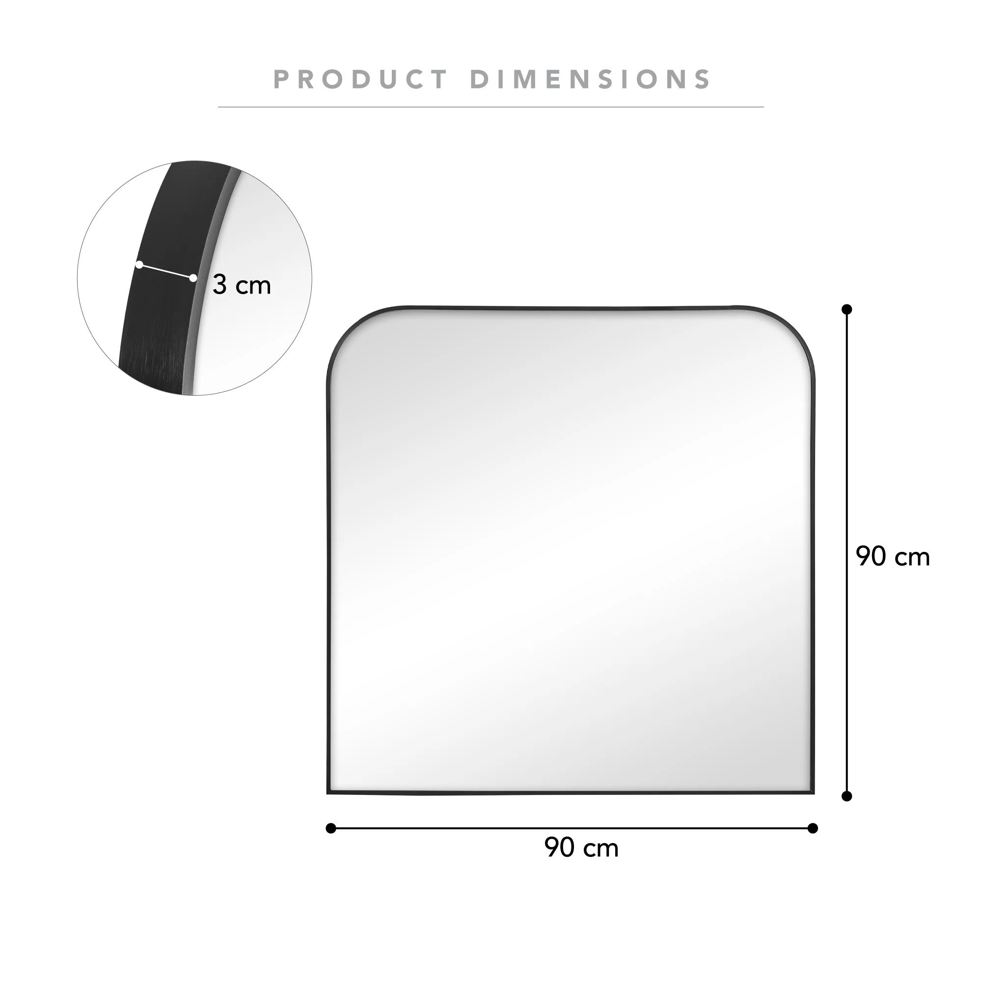 Ivy 90cm Rounded Mirror Black - Image 3