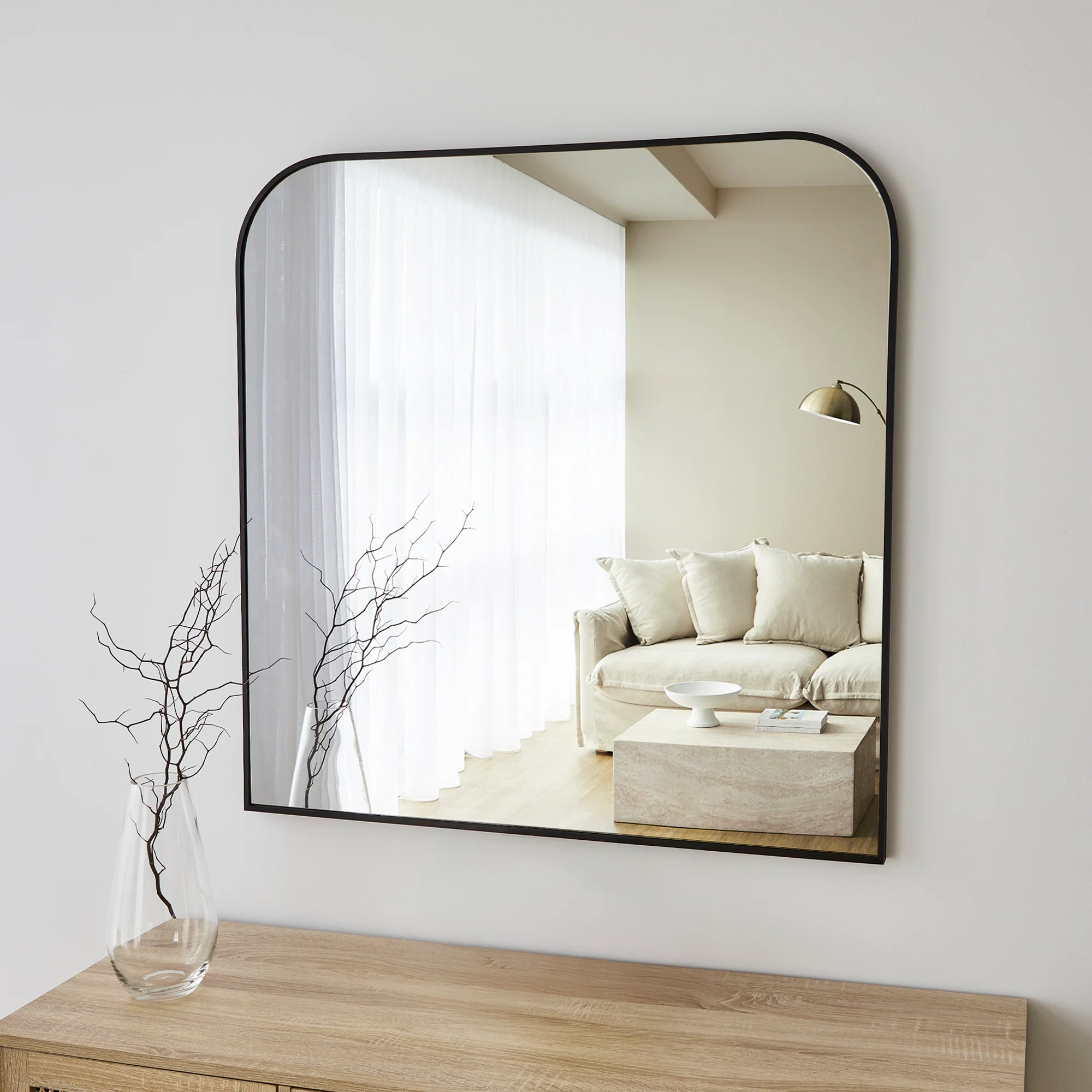 Ivy 90cm Rounded Mirror Black - Image 4