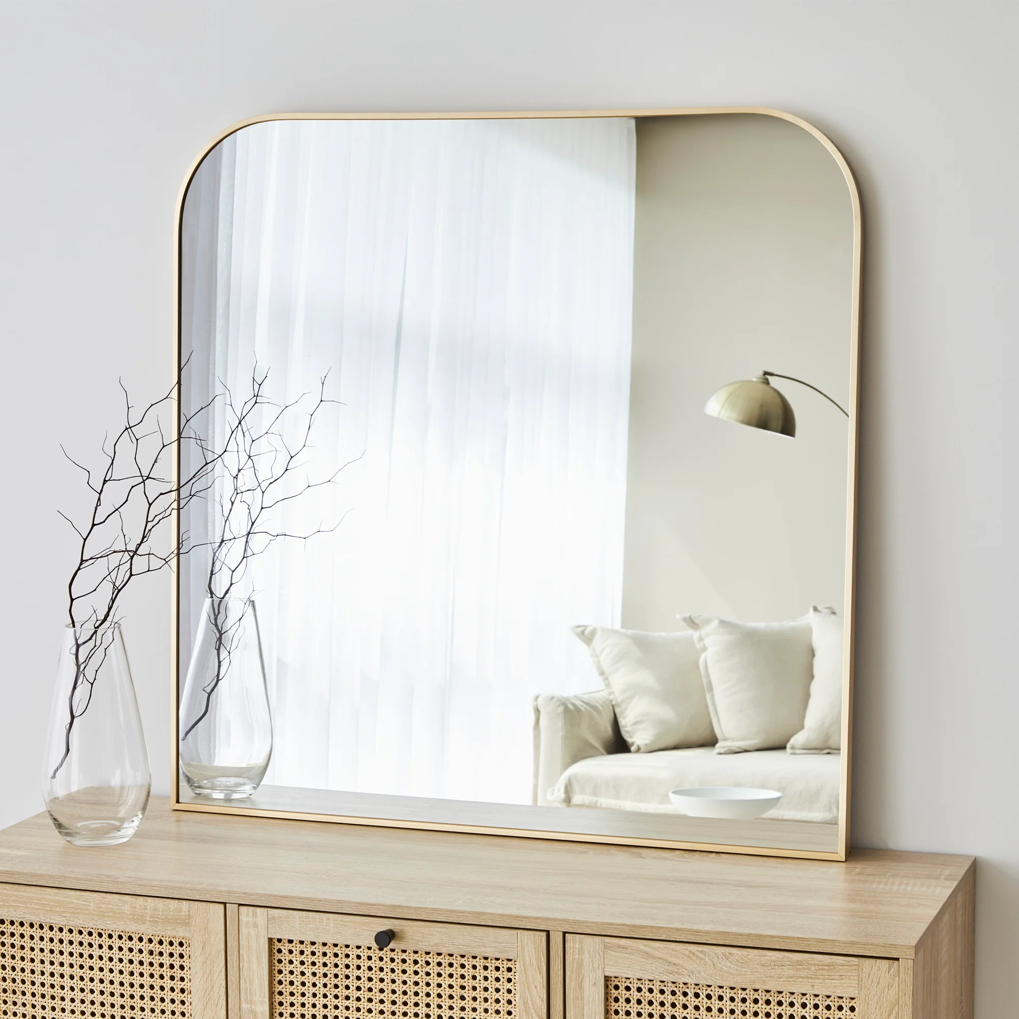 Ivy 90cm Rounded Mirror Gold