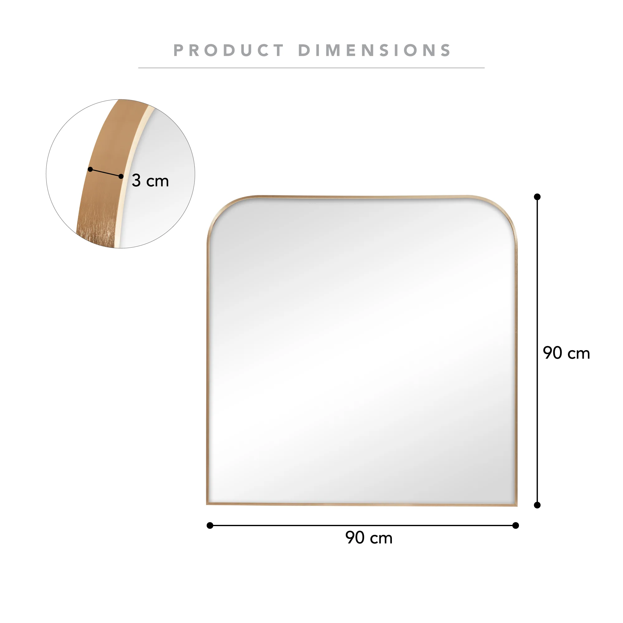 Ivy 90cm Rounded Mirror Gold - Image 3