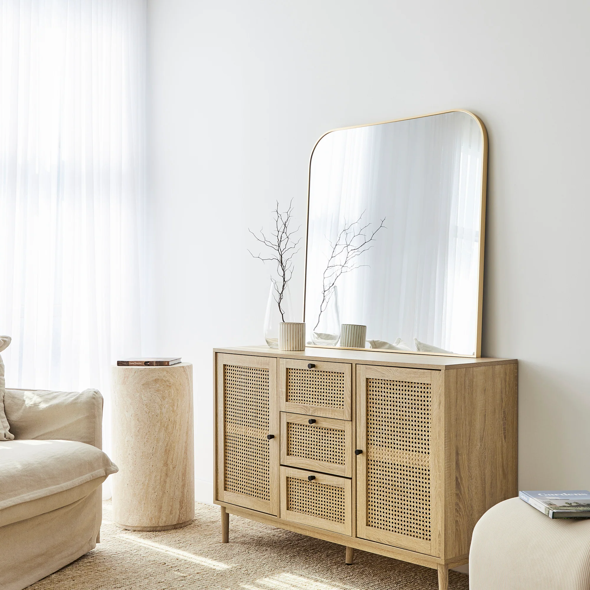 Ivy 90cm Rounded Mirror Gold - Image 5