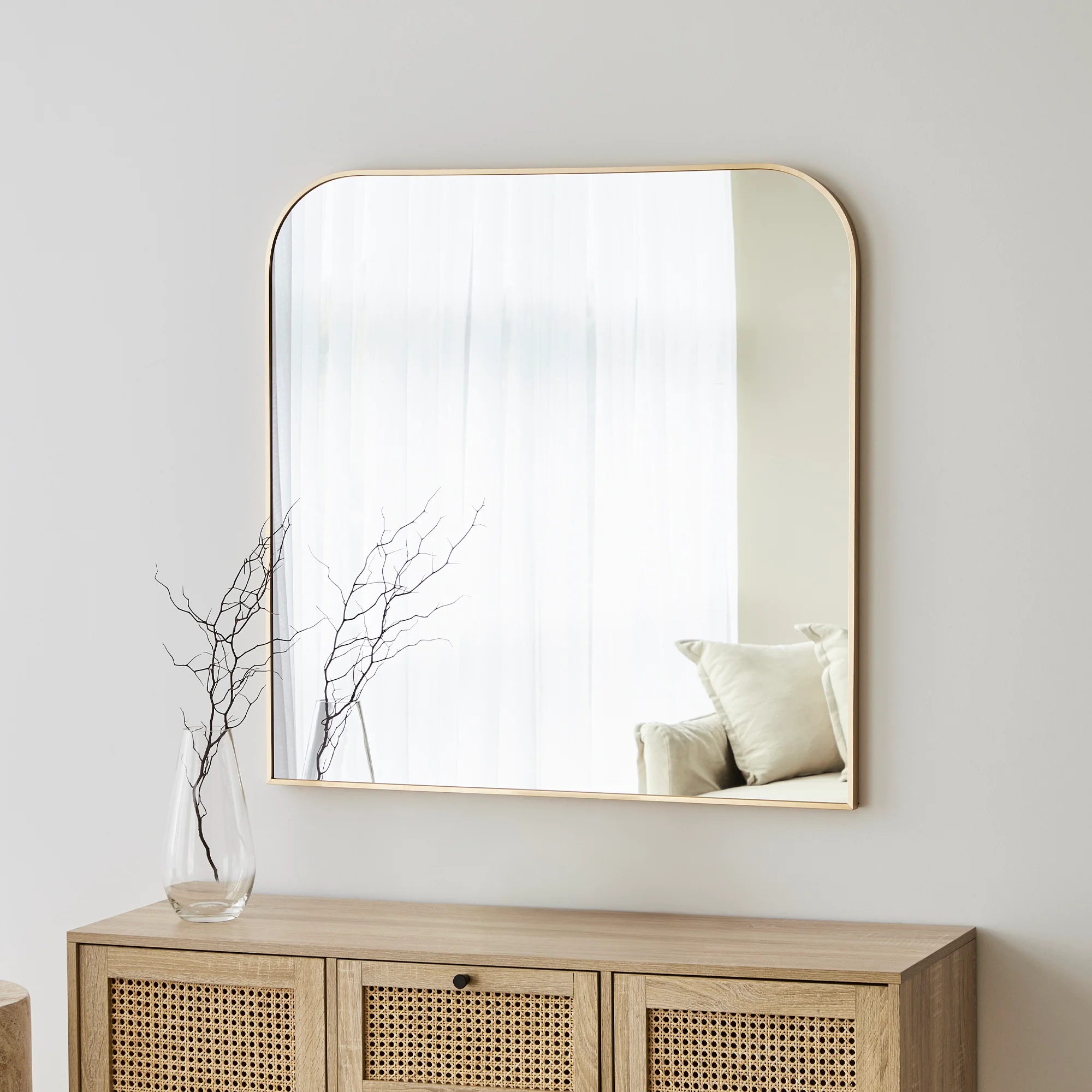 Ivy 90cm Rounded Mirror Gold - Image 6