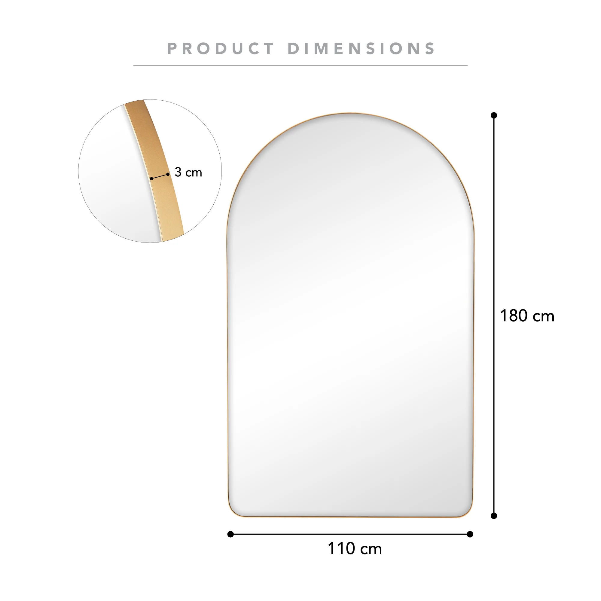 Jasper 180cm Arch Mirror Gold - Image 3