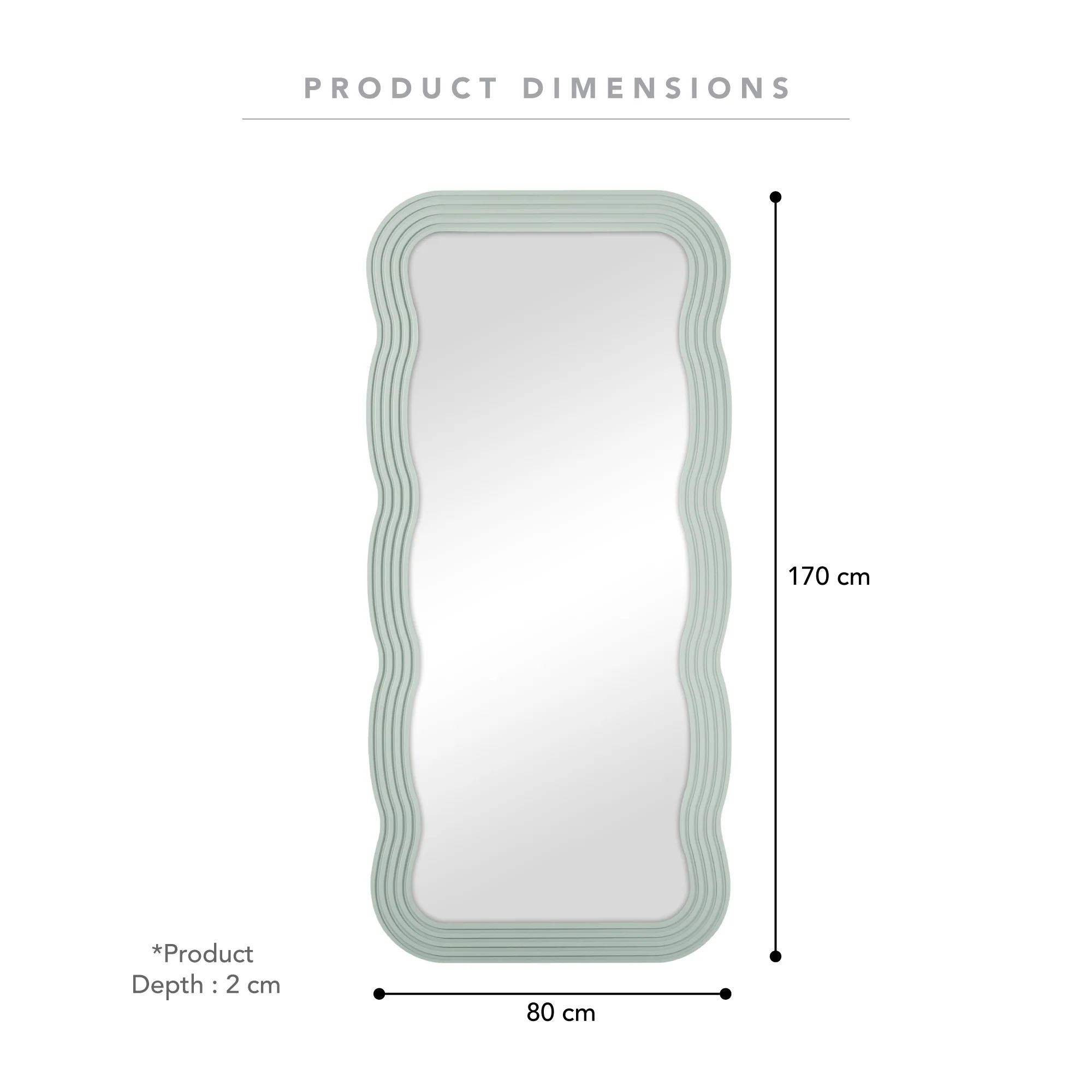 Jesse 170cm Squiggle Mirror Green - Image 3