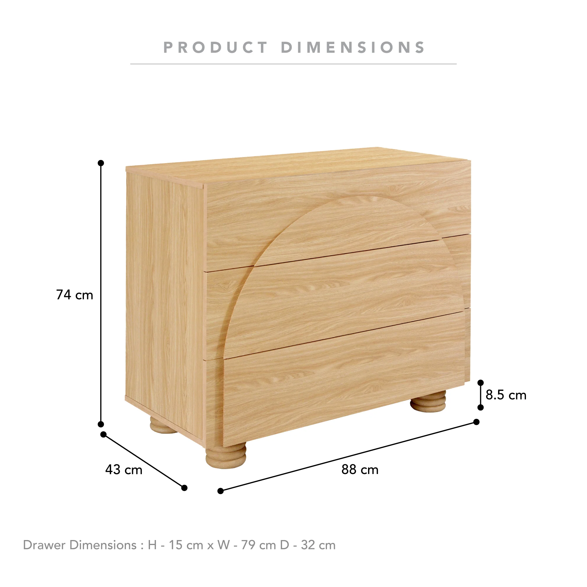 Kaari Chest of 3 Drawers Natural - Image 3